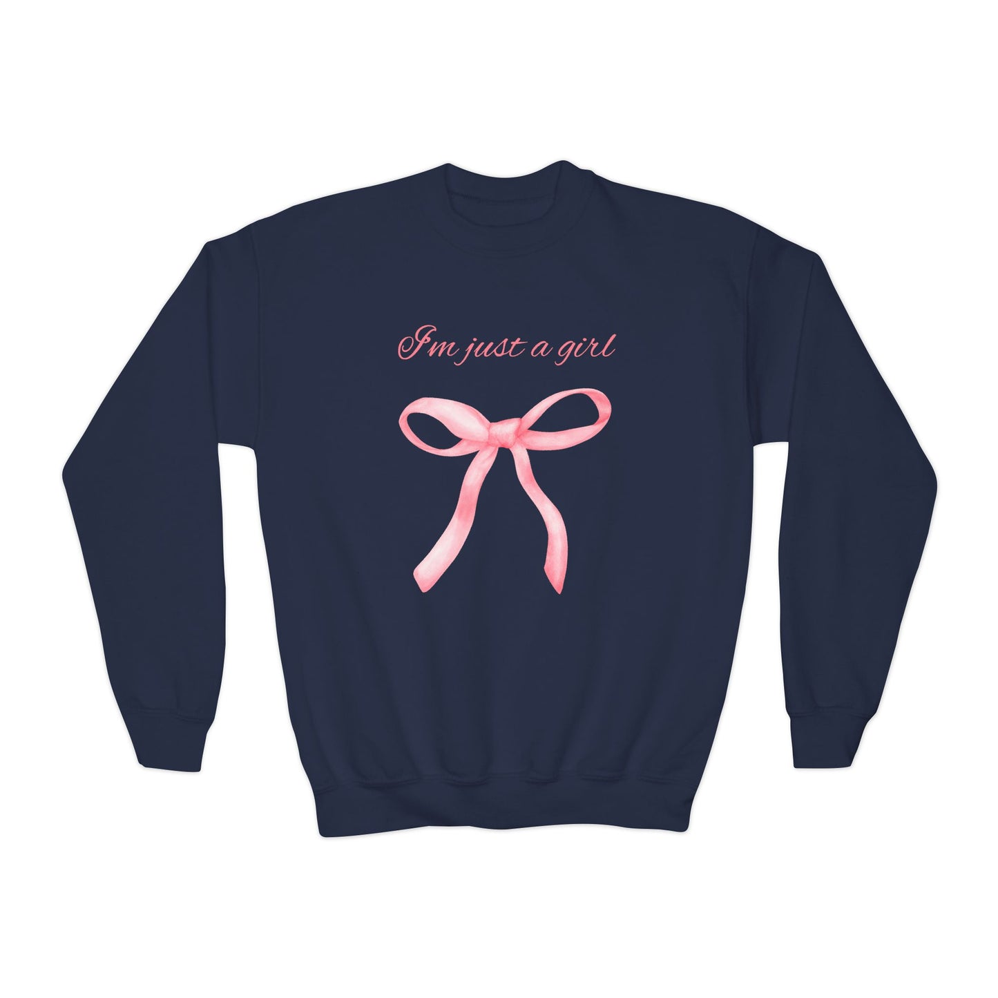 I'm Just a Girl, Pink Bow Sweatshirt, Youth Crewneck Sweatshirt, Kids Apparel