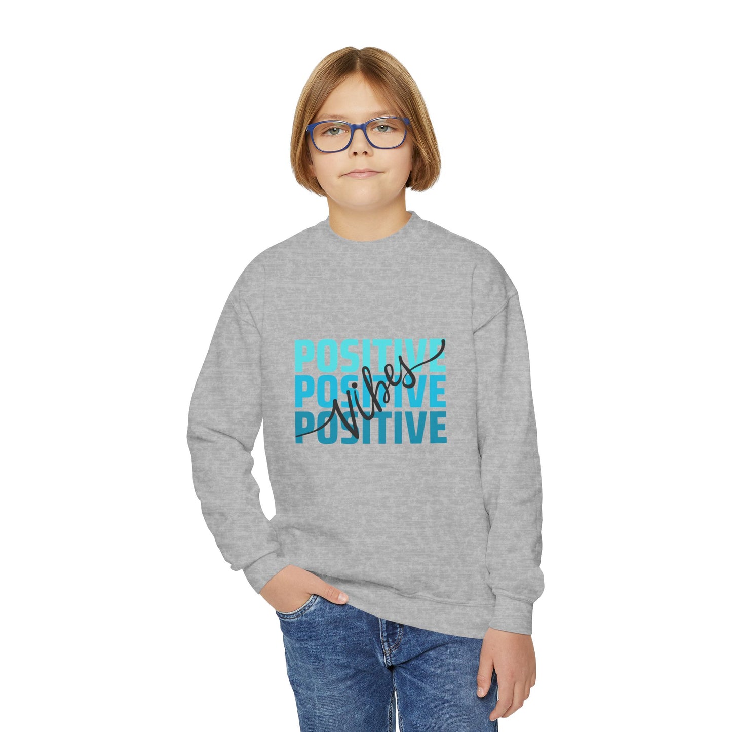 Positive Vibes Empowering Youth Crewneck Sweatshirt, Inspirational Apparel, Affirmation Gift, Motivational Sweatshirt, Positive Vibes Clothing