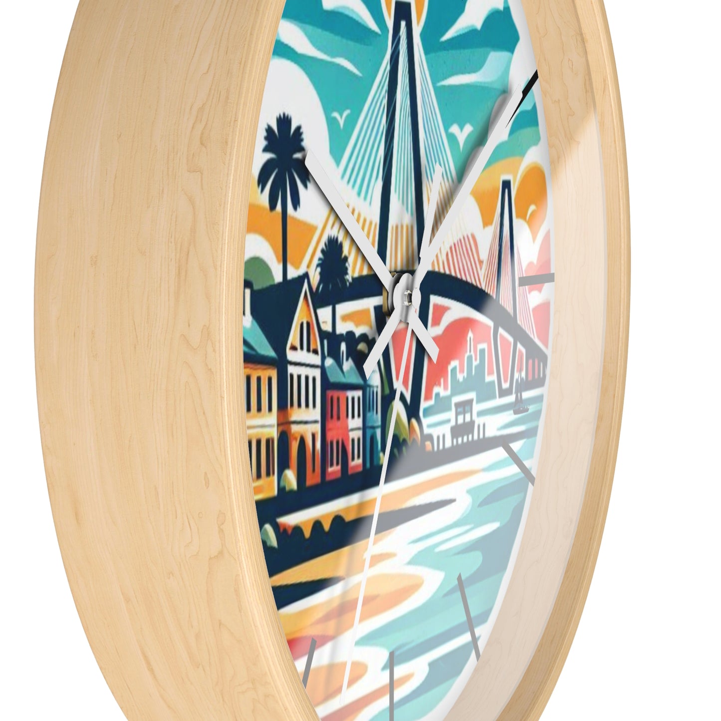 Charleston SC Wall Clock - Beach Vibes, Home Decor, Gift for Ocean Lovers, Tropical Artwork, Nautical Timepiece