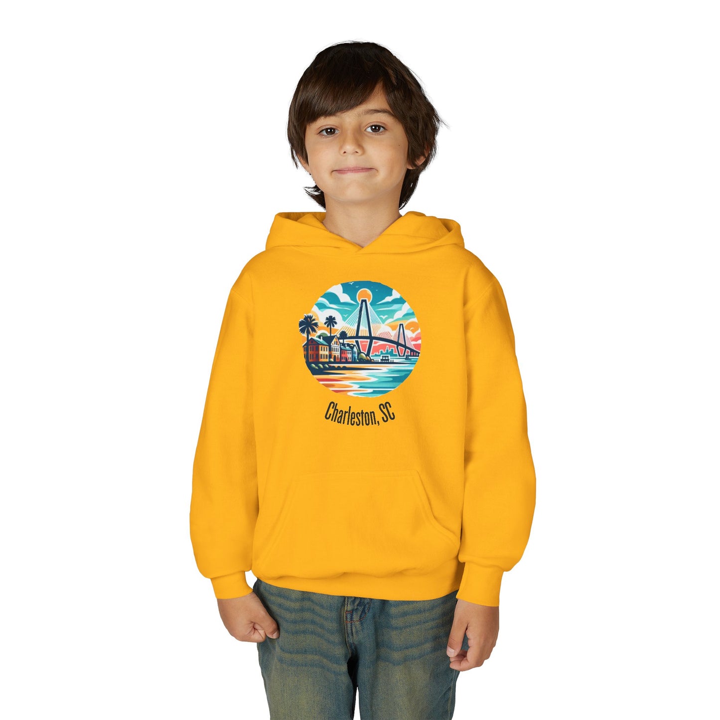 Charleston SC Youth Hoodie, Beachy Sweatshirt, Kids Summer Apparel, Travel Souvenir, Gift for Young Explorers