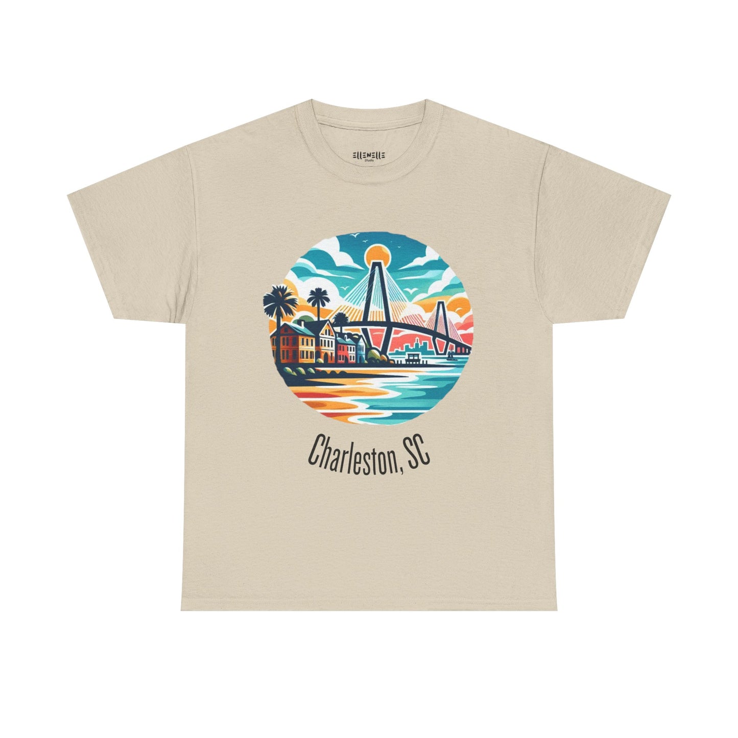 Charleston SC Unisex Heavy Cotton Tee, Beach Vibes Shirt, Casual Wear, Travel Souvenir, Retro Graphic T-shirt, Gift for Him/Her
