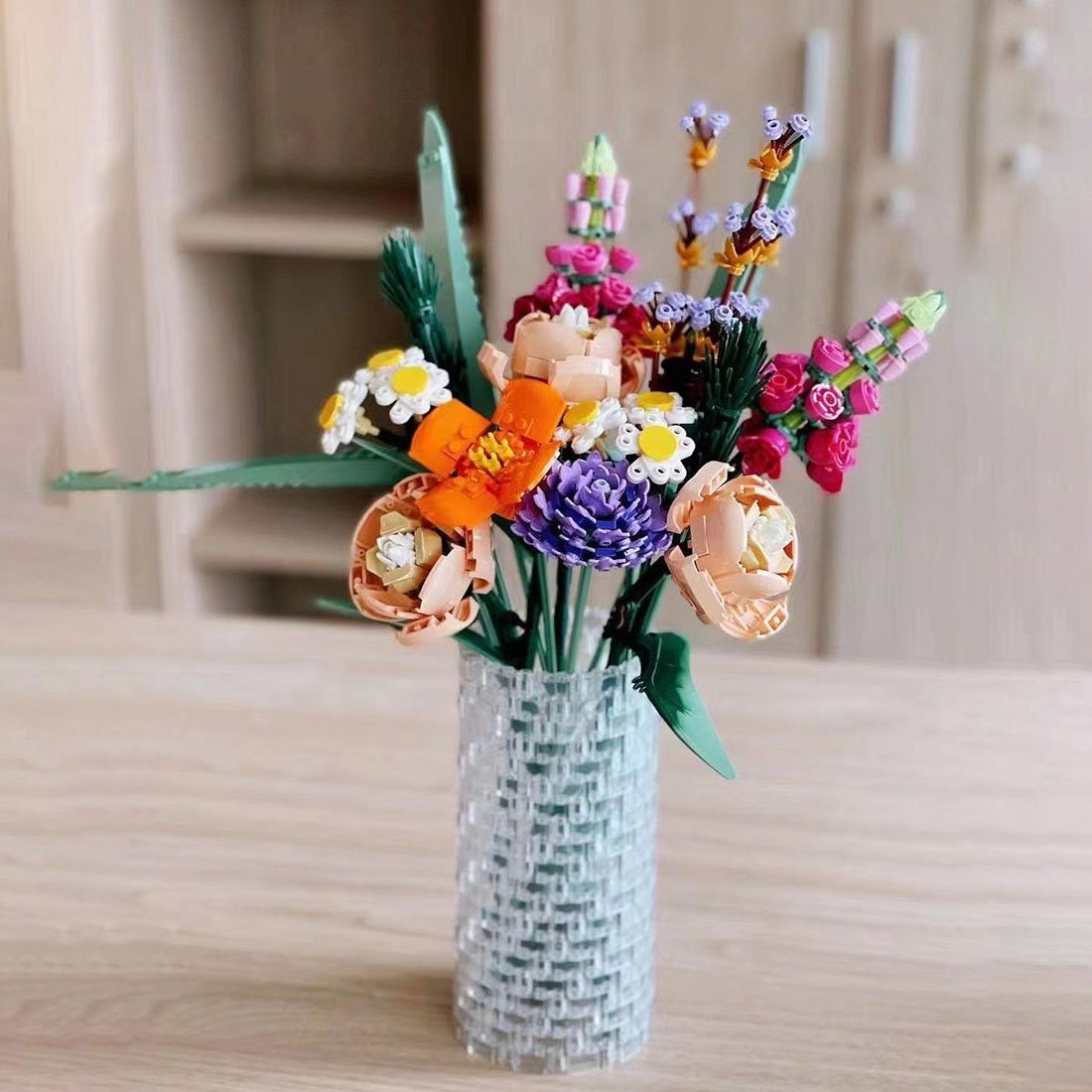 Textured Cylindrical Vase for Lego Flower Bouquet 10280