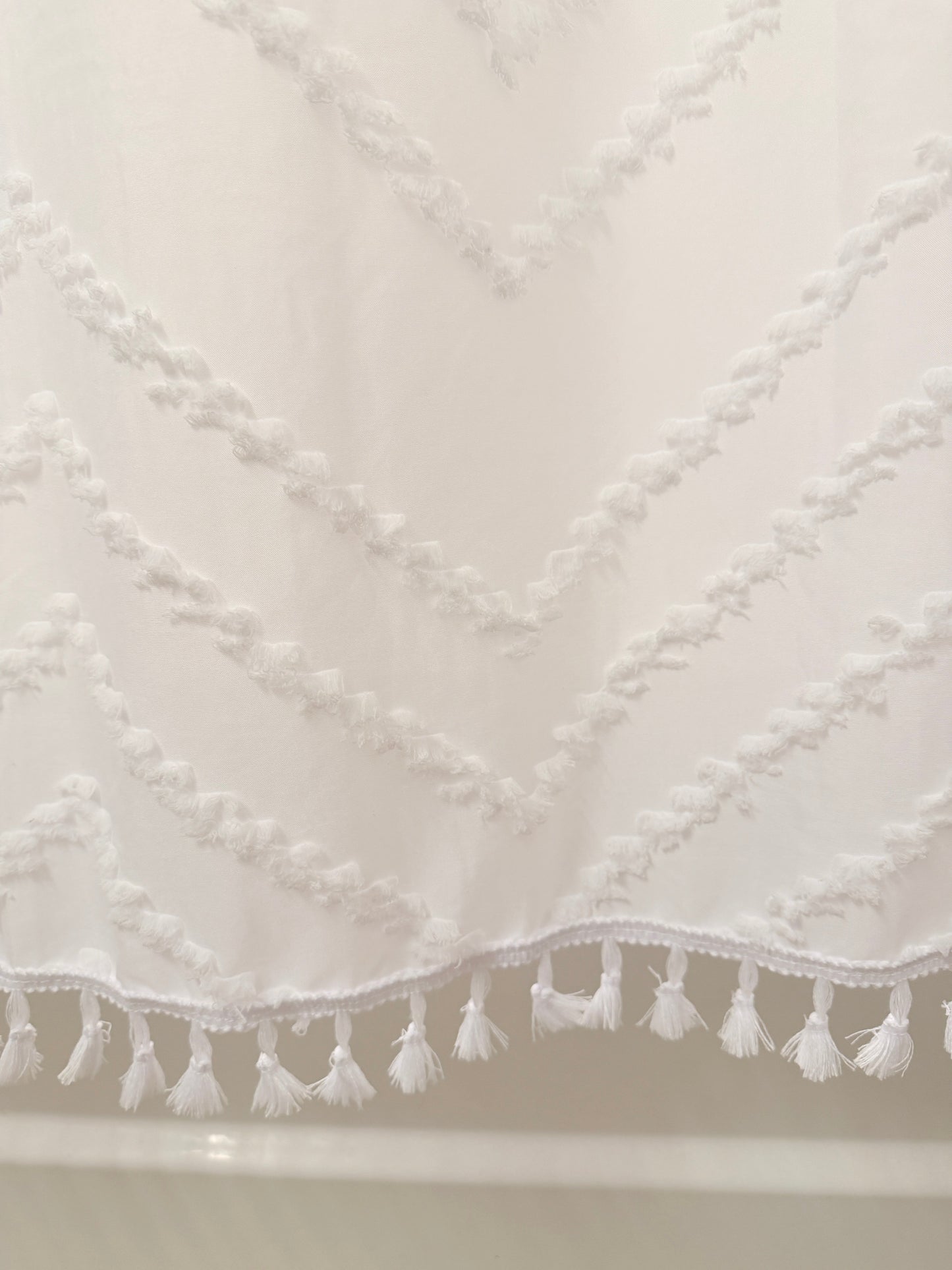 Capri Tufted Shower Curtain – Neutral Textured Hotel Style Bathroom Curtain