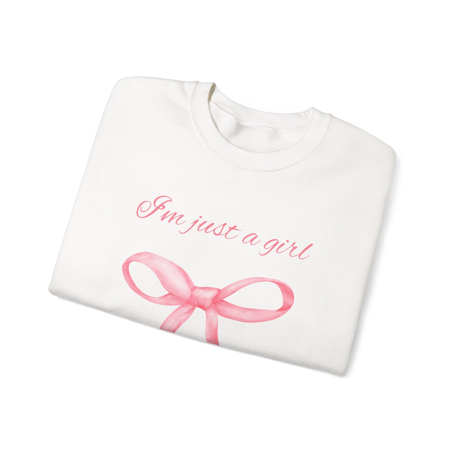 I'm Just a Girl, Pink Bow Sweatshirt, Cozy Sweatshirt, Perfect Gift for Pink Bow Lovers, Crewneck