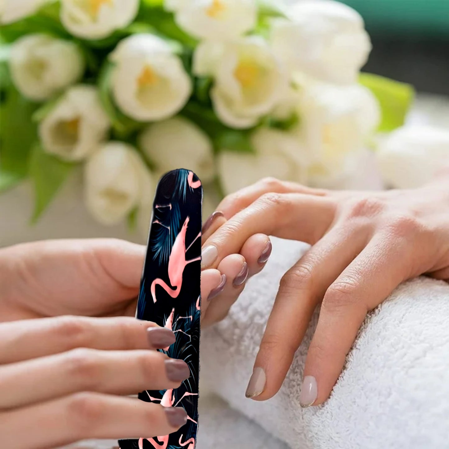 For the Love of Flamingos | 180 GRIT Stainless Steel Nail File Emery Board