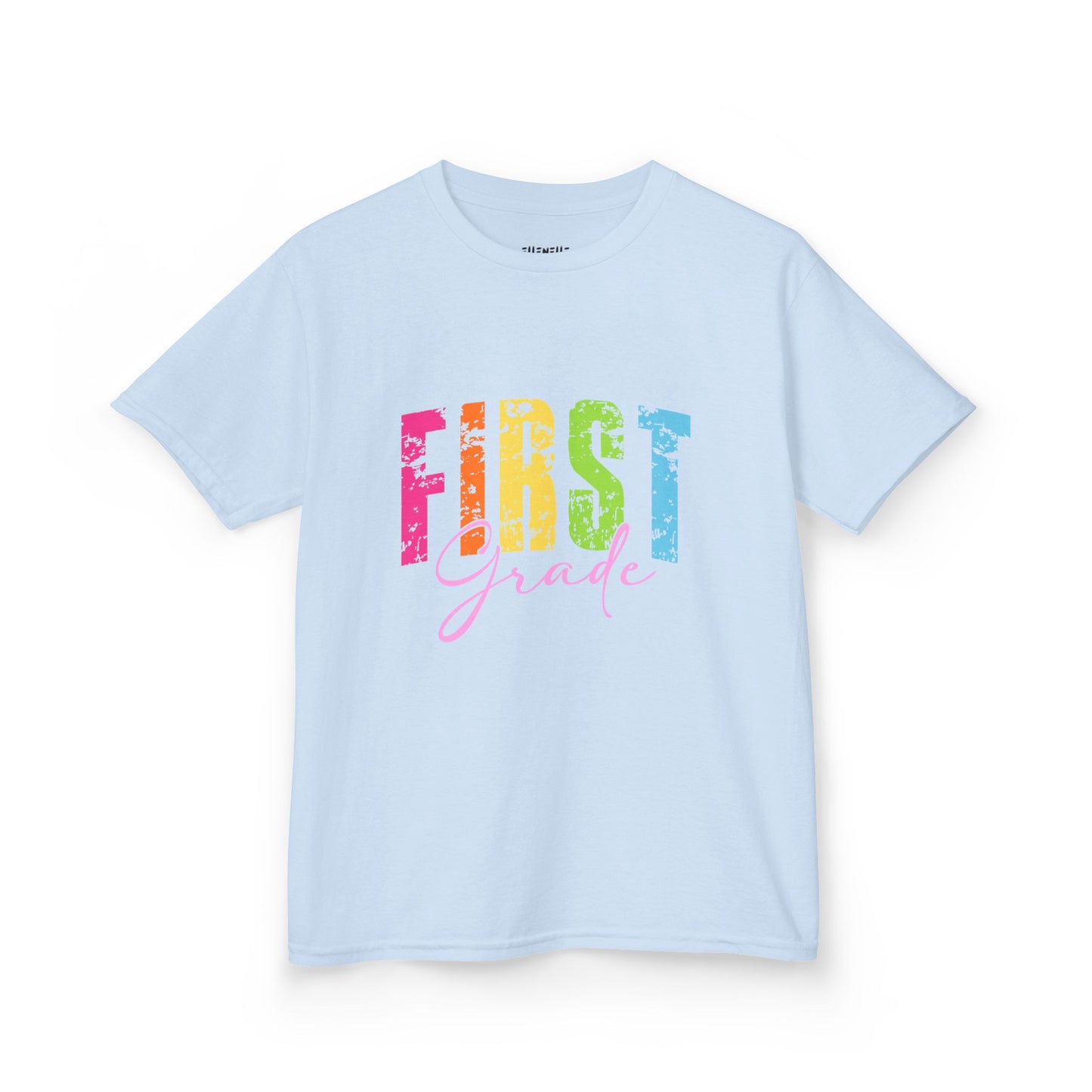 Distressed First Grade T‑Shirt — Bright Back-to-School Tee