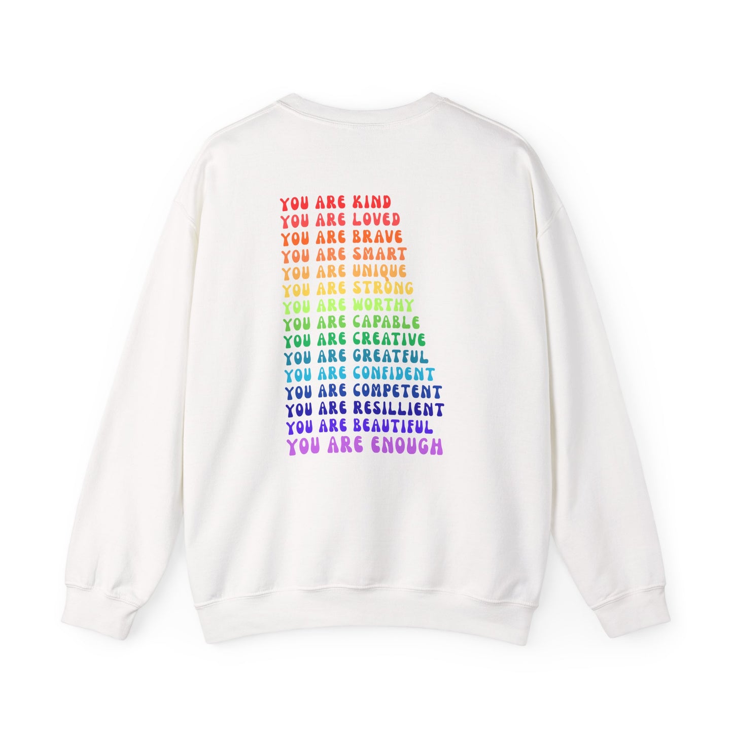 Colorful You Are Enough Empowering Unisex Crewneck Sweatshirt, Affirmation Apparel, Motivational Gift, Cozy Self-Care Clothing, Inspirational Wear
