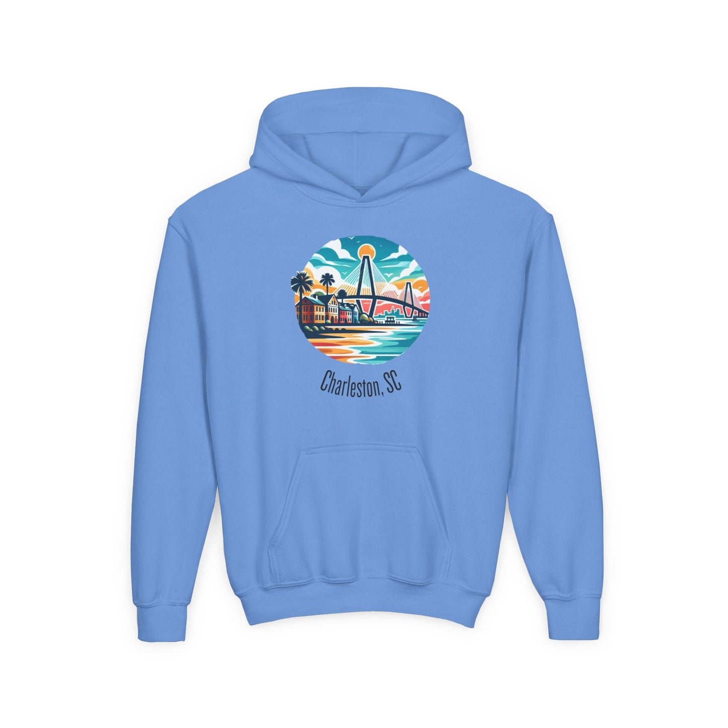 Charleston SC Youth Hoodie, Beachy Sweatshirt, Kids Summer Apparel, Travel Souvenir, Gift for Young Explorers