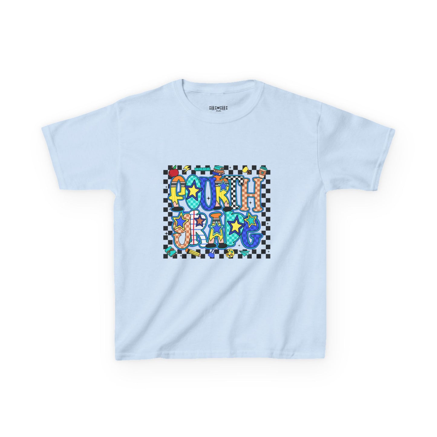 Fourth Grade T‑Shirt — Checkerboard Back-to-School Tee