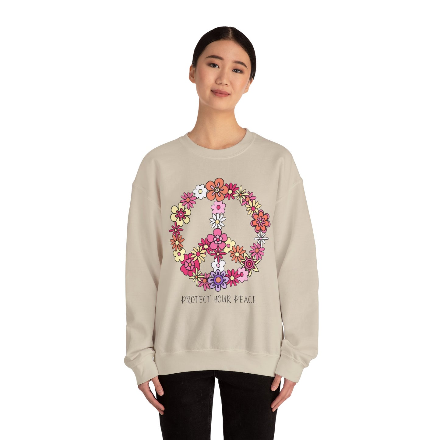 Protect Your Peace Empowering Unisex Crewneck Sweatshirt, Affirmation Apparel, Motivational Gift, Cozy Self-Care Clothing, Inspirational Wear