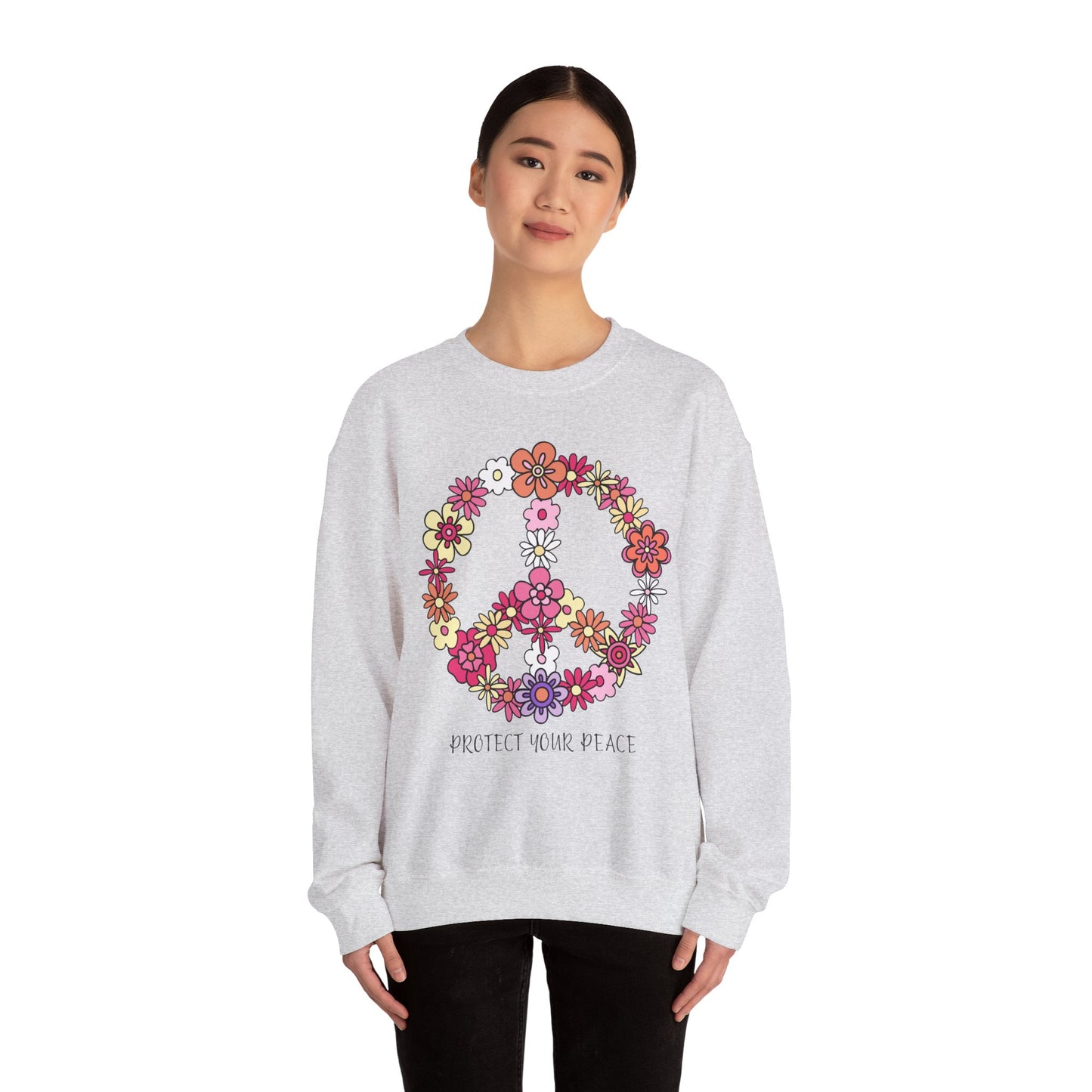 Protect Your Peace Empowering Unisex Crewneck Sweatshirt, Affirmation Apparel, Motivational Gift, Cozy Self-Care Clothing, Inspirational Wear