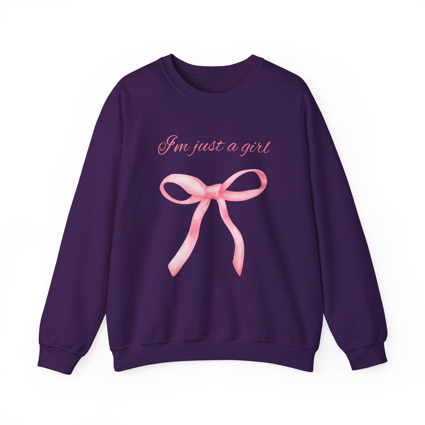 I'm Just a Girl, Pink Bow Sweatshirt, Cozy Sweatshirt, Perfect Gift for Pink Bow Lovers, Crewneck