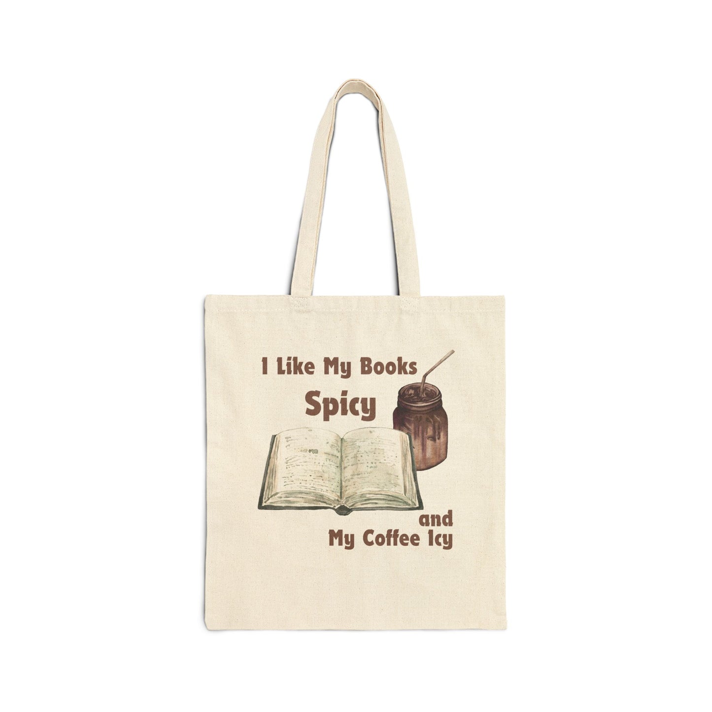 I Like My Books Spicy Cotton Canvas Tote Bag, Literary Gift, Book Lover Bag, Eco-Friendly Shopping Tote, Reading Enthusiast Accessories
