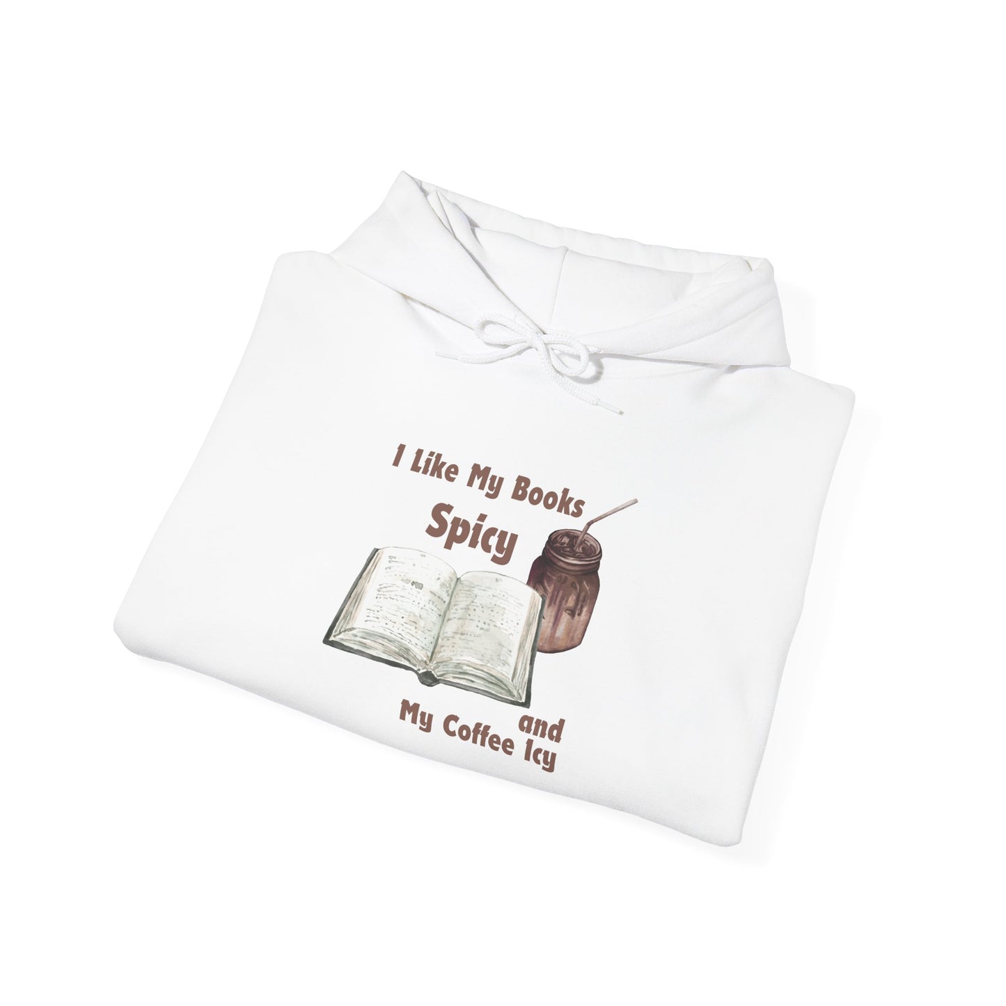 I Like My Books Spicy... Unisex Hooded Sweatshirt with Library Design, Cozy Literature Hoodie for Book Lovers, Perfect Gift for Readers, Literary [...]