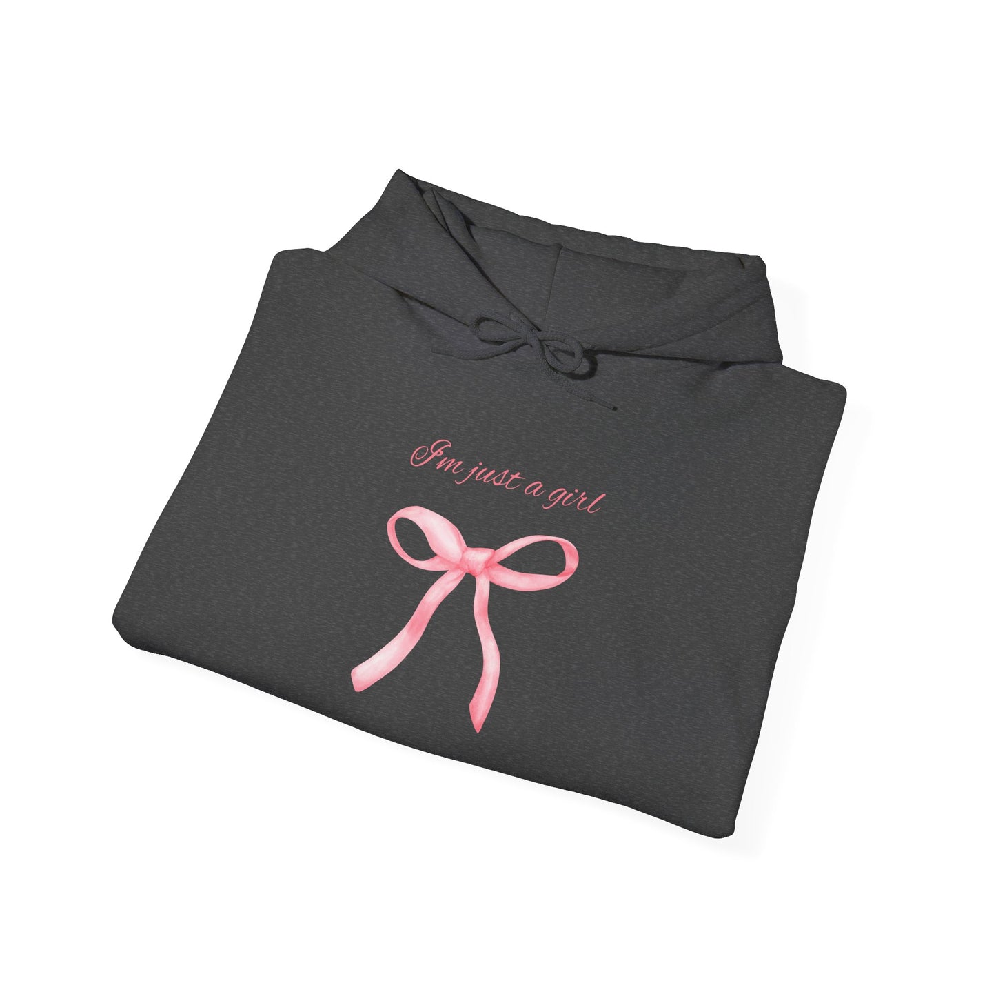 I'm Just a Girl, Pink Bow Sweatshirt Hooded Sweatshirt, Cozy Hoodie, Perfect Gift for Pink Bow Lovers