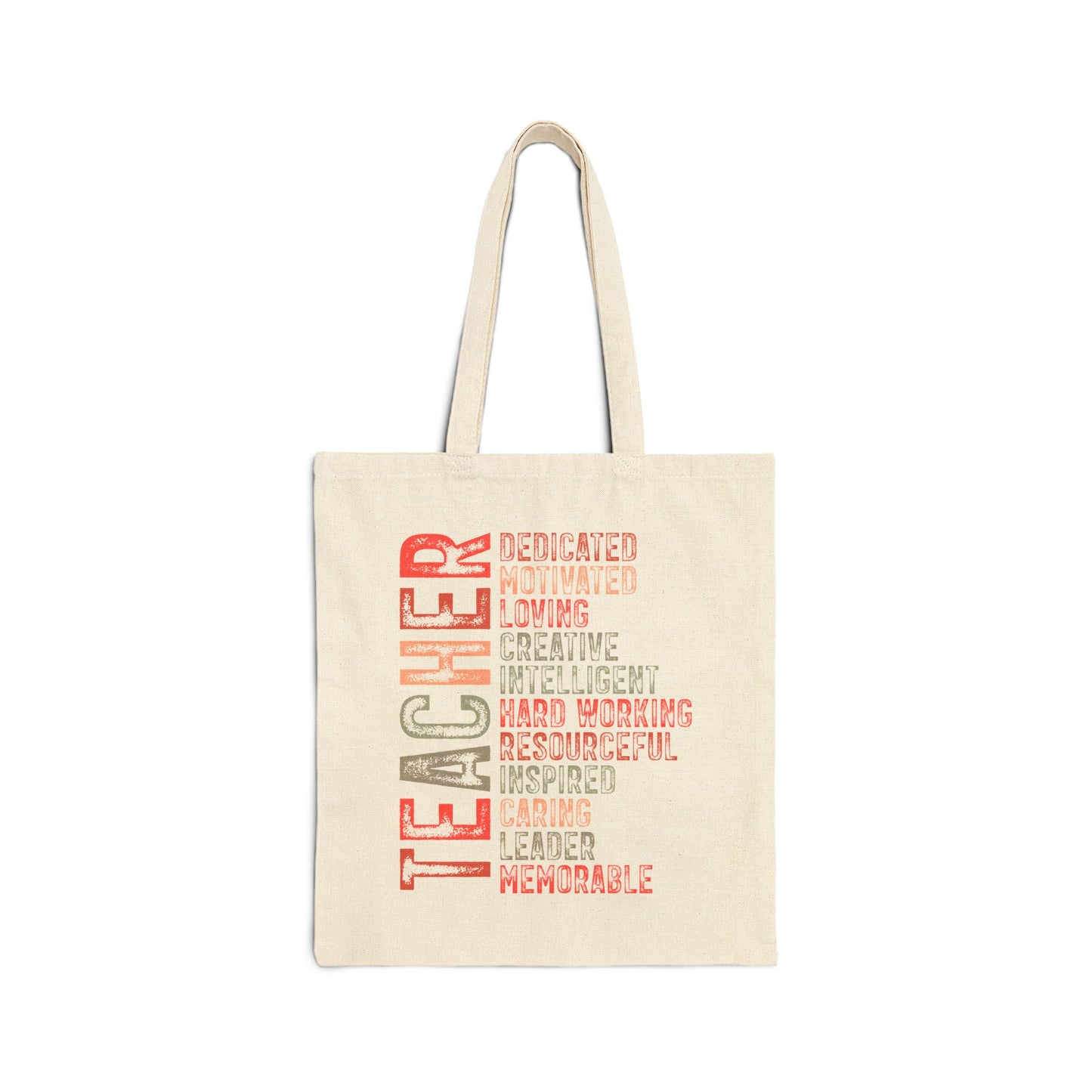 Red Teacher Canvas Tote Bag — Inspirational Teacher Gifts, Dedicated & Hardworking Design