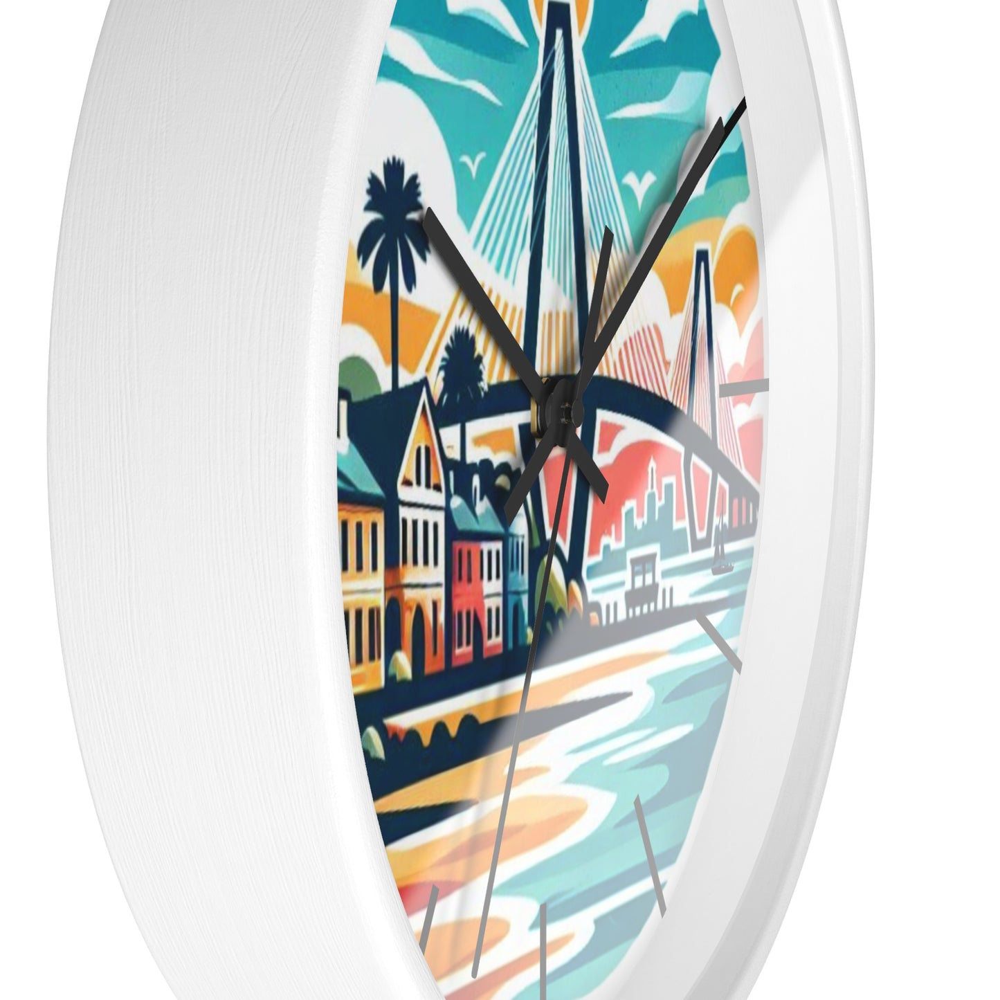 Charleston SC Wall Clock - Beach Vibes, Home Decor, Gift for Ocean Lovers, Tropical Artwork, Nautical Timepiece