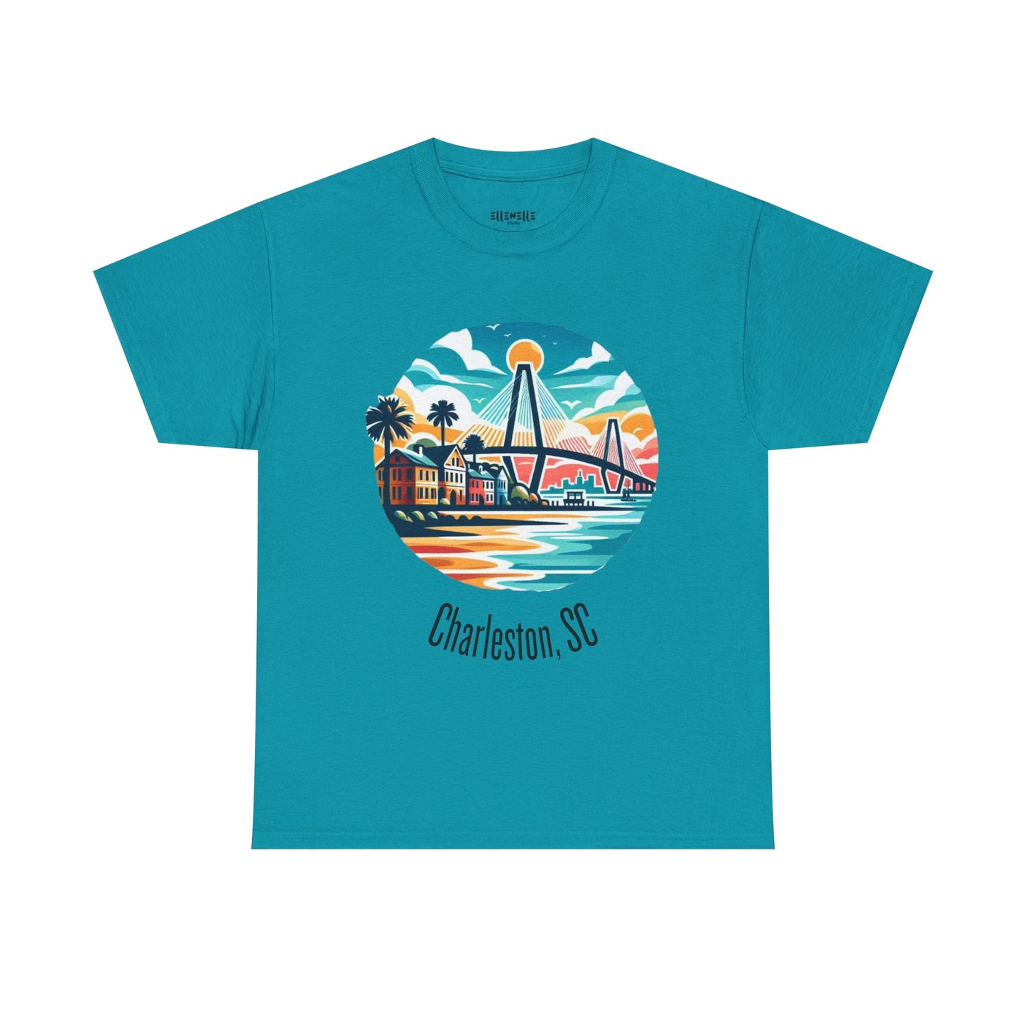 Charleston SC Unisex Heavy Cotton Tee, Beach Vibes Shirt, Casual Wear, Travel Souvenir, Retro Graphic T-shirt, Gift for Him/Her