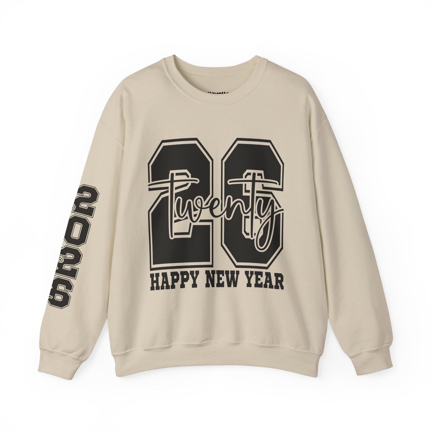 2026 Happy New Year Crewneck Sweatshirt — "Twenty twenty-six" Graphic Pullover