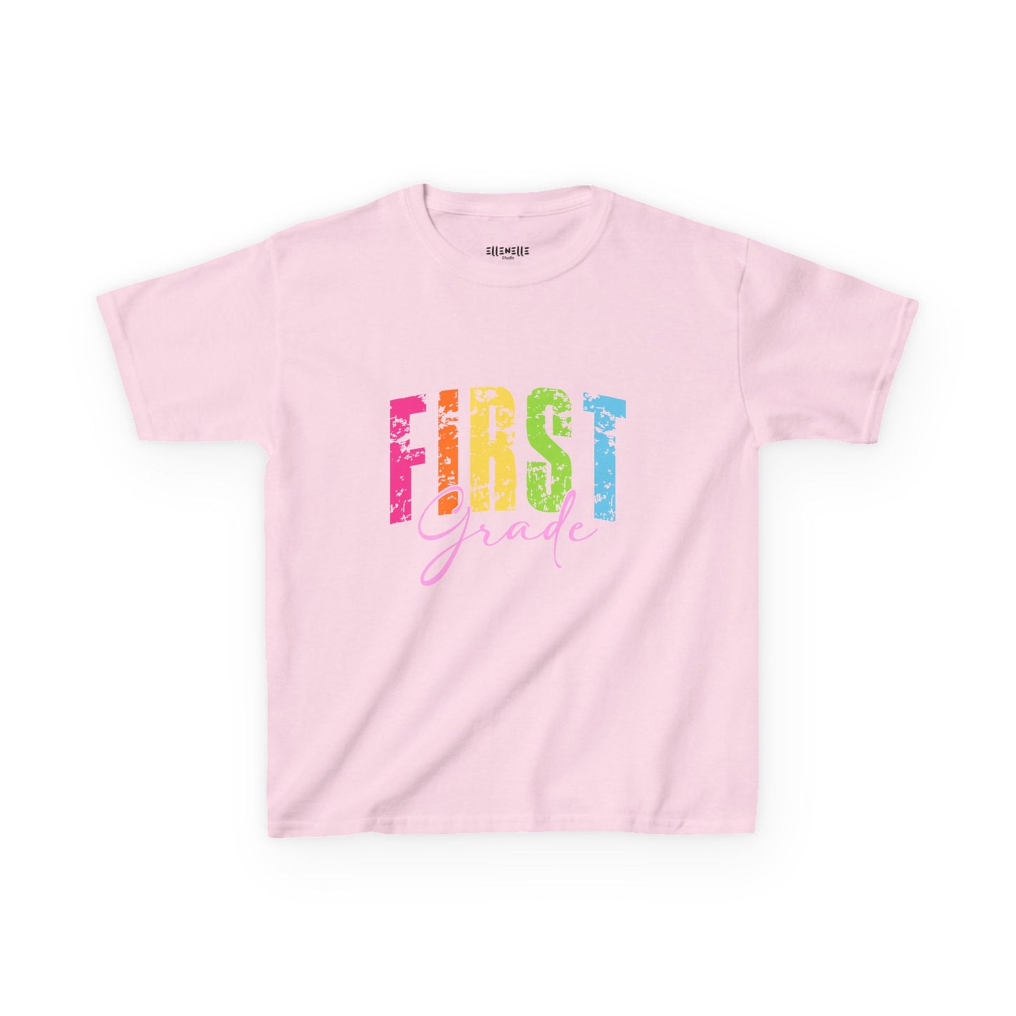 Distressed First Grade T‑Shirt — Bright Back-to-School Tee