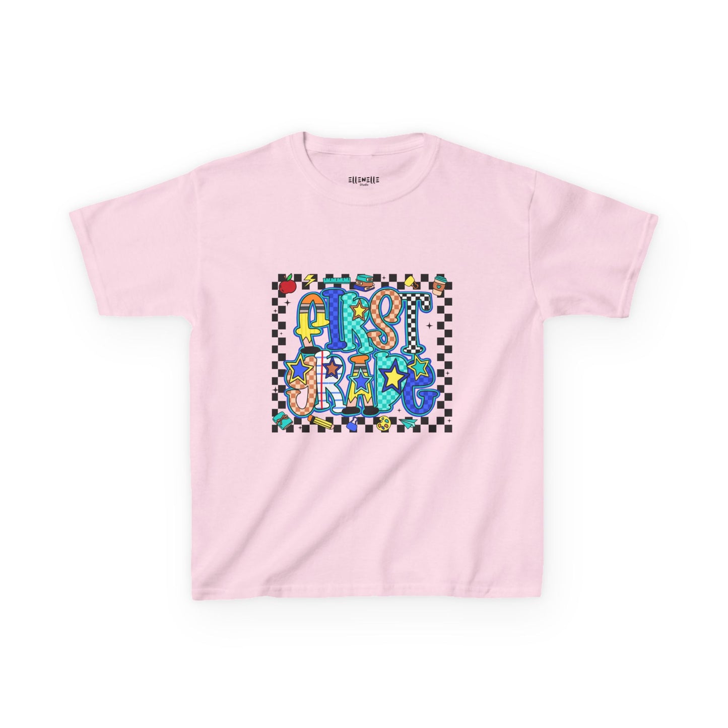 First Grade T‑Shirt — Checkerboard Back-to-School Tee