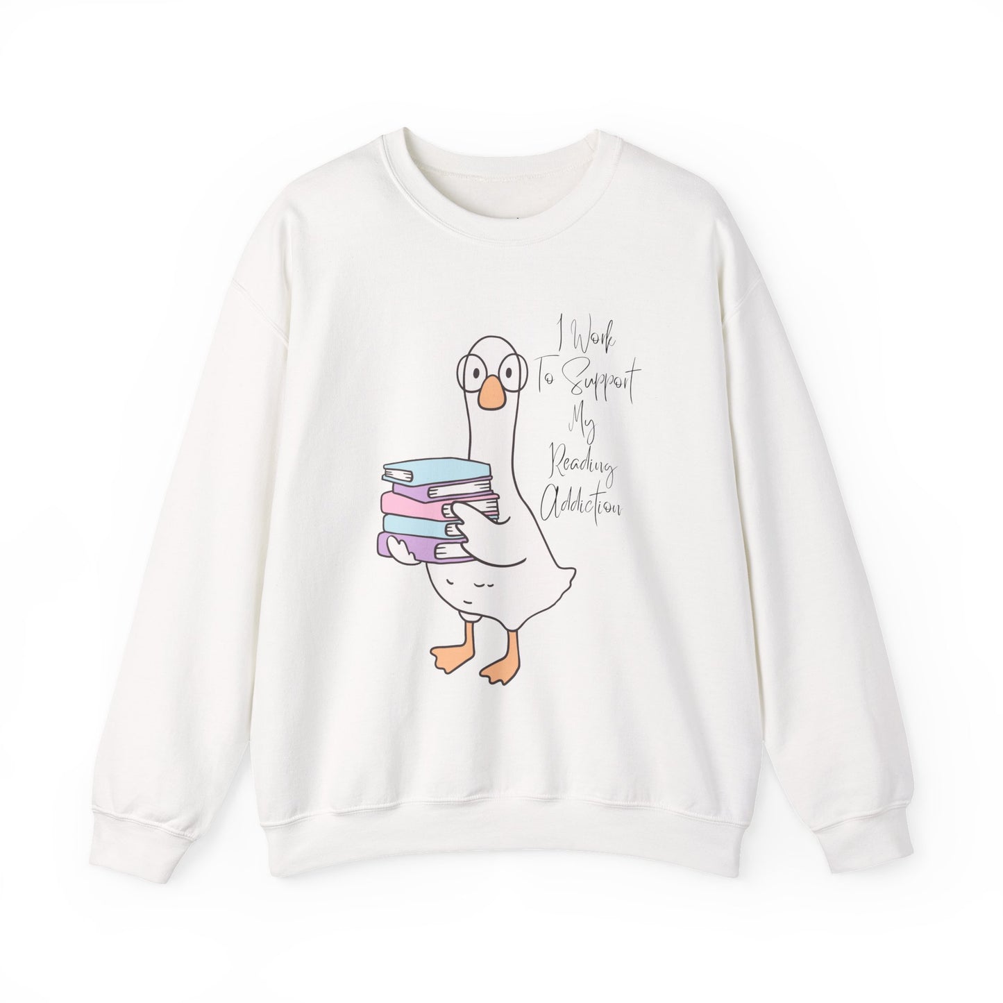 I Work to Support My Reading Addiction Sweatshirt, Perfect Gift for Book Lovers, Literary Apparel, Cozy Reading Gift, Cute Bookworm Crewneck
