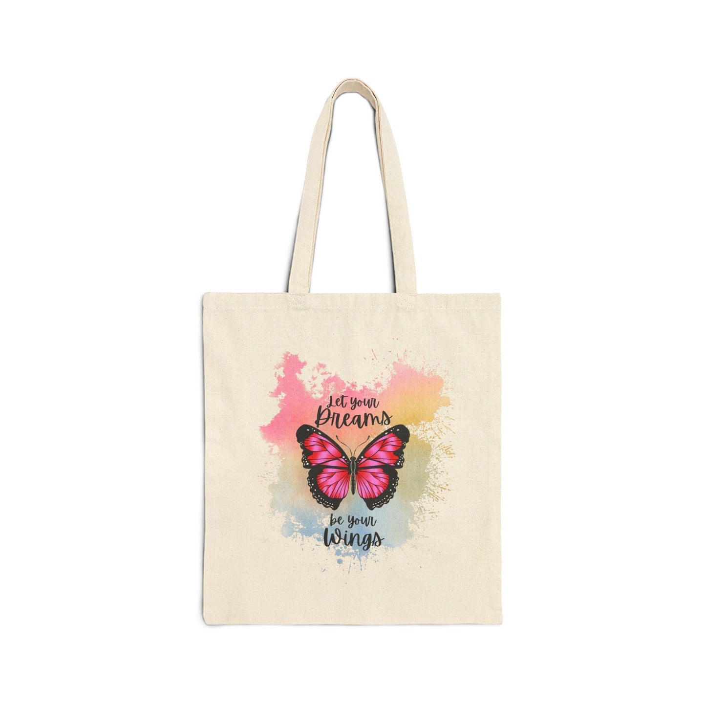 Let Your Dreams Be Your Wings Cotton Canvas Tote Bag, Literary Gift, Book Lover Bag, Eco-Friendly Shopping Tote, Reading Enthusiast Accessories