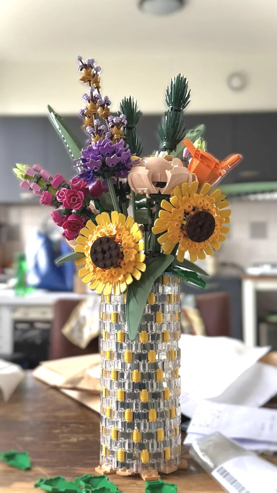 Textured Cylindrical Vase for Lego Flower Bouquet 10280