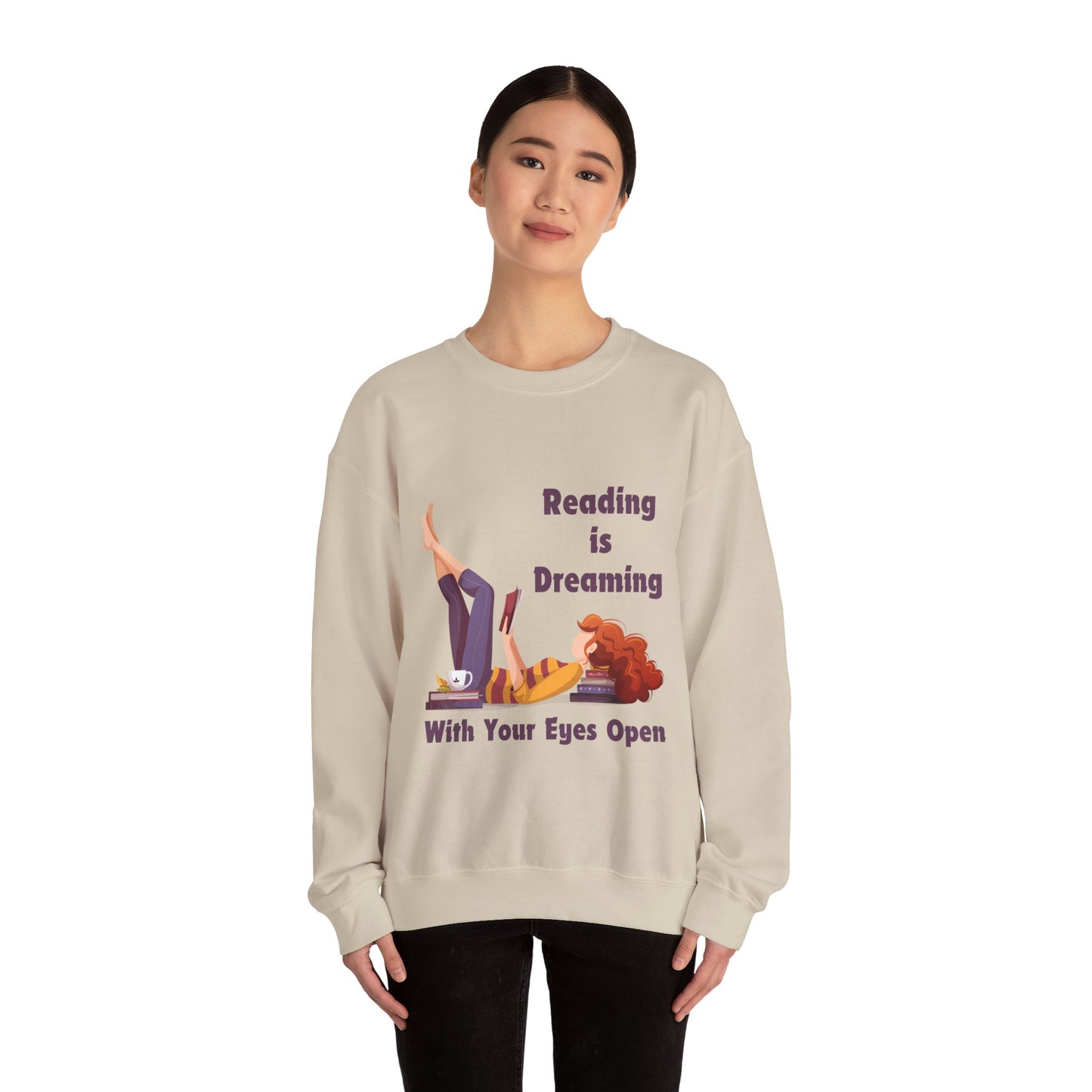 Reading is Dreaming With My Eyes Open... Sweatshirt, Perfect Gift for Book Lovers, Literary Apparel, Cozy Reading Gift, Cute Bookworm Crewneck