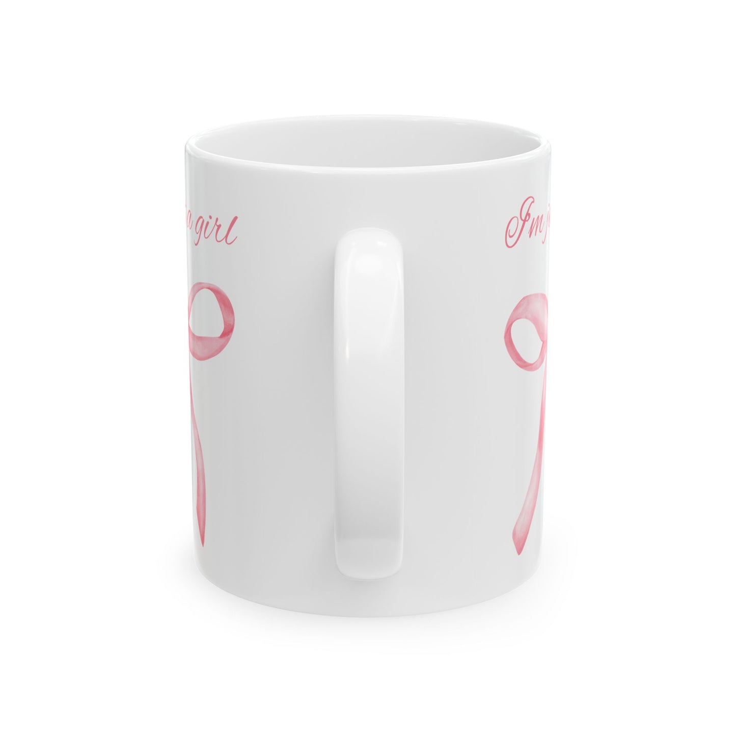 I'm Just a Girl, Pink Bow Mug, Pink Bow Lover Ceramic Mug, 11oz, 15oz