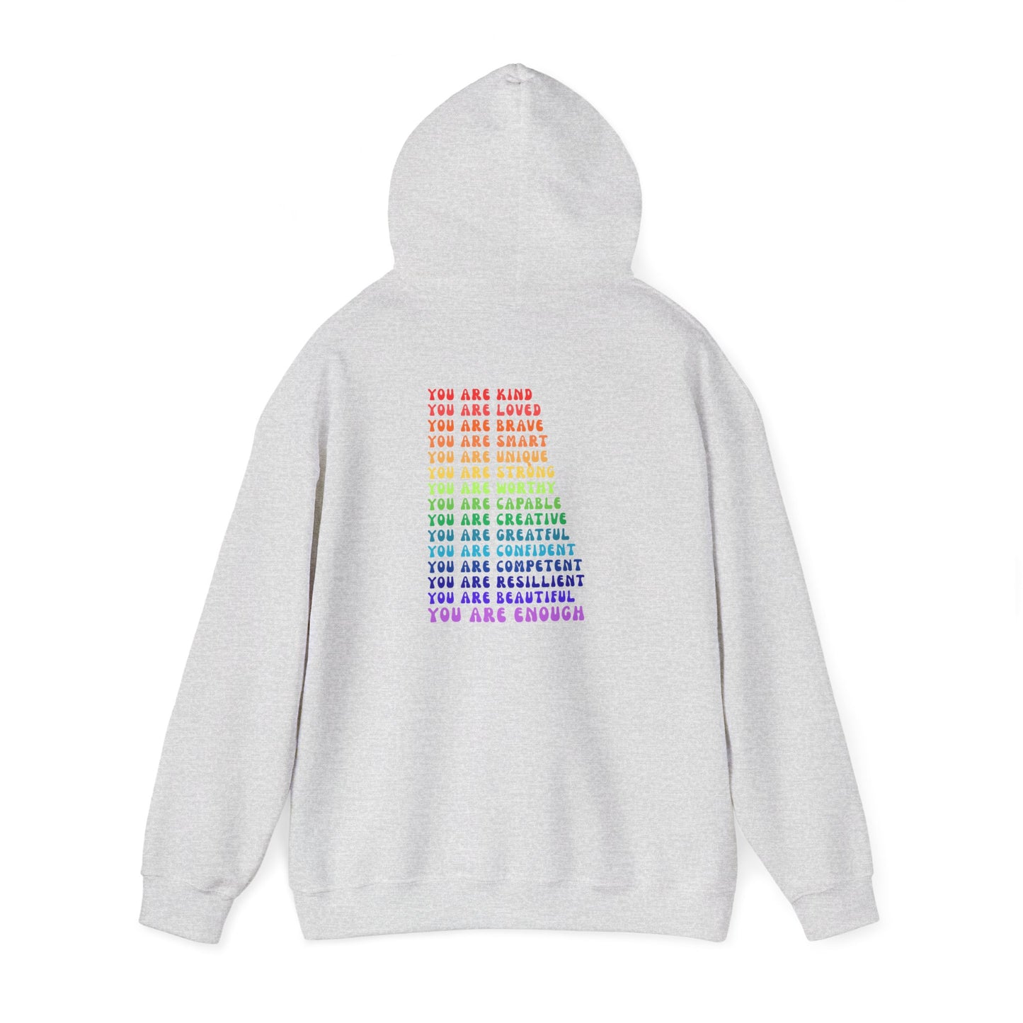 Colorful You Are Enough Motivational Hoodie, Unisex Sweatshirt, Casual Comfort Wear, Gift for Teens, Inspirational Clothing, Everyday Hoodie