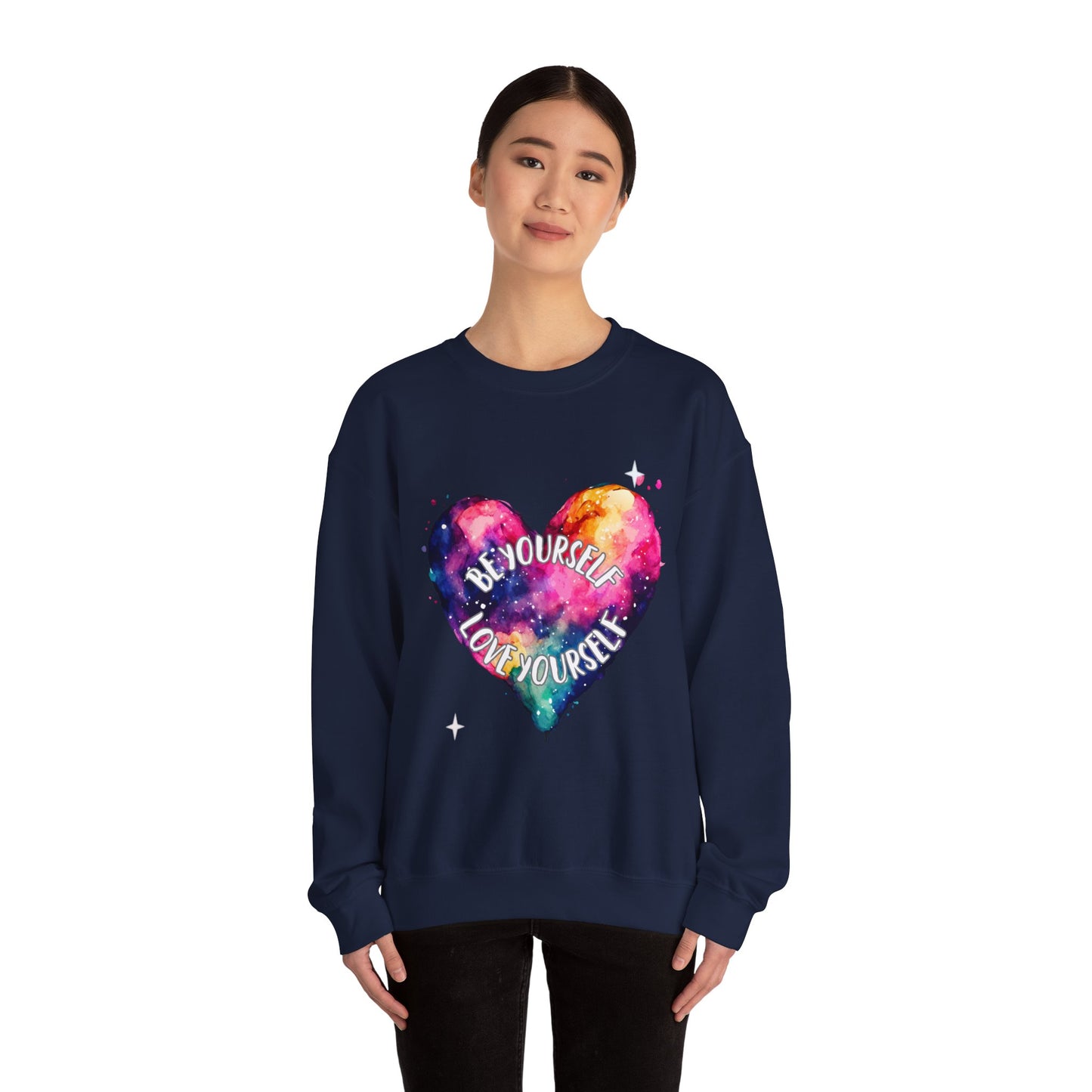 Be Yourself Love Yourself Empowering Unisex Crewneck Sweatshirt, Affirmation Apparel, Motivational Gift, Cozy Self-Care Clothing, Inspirational Wear