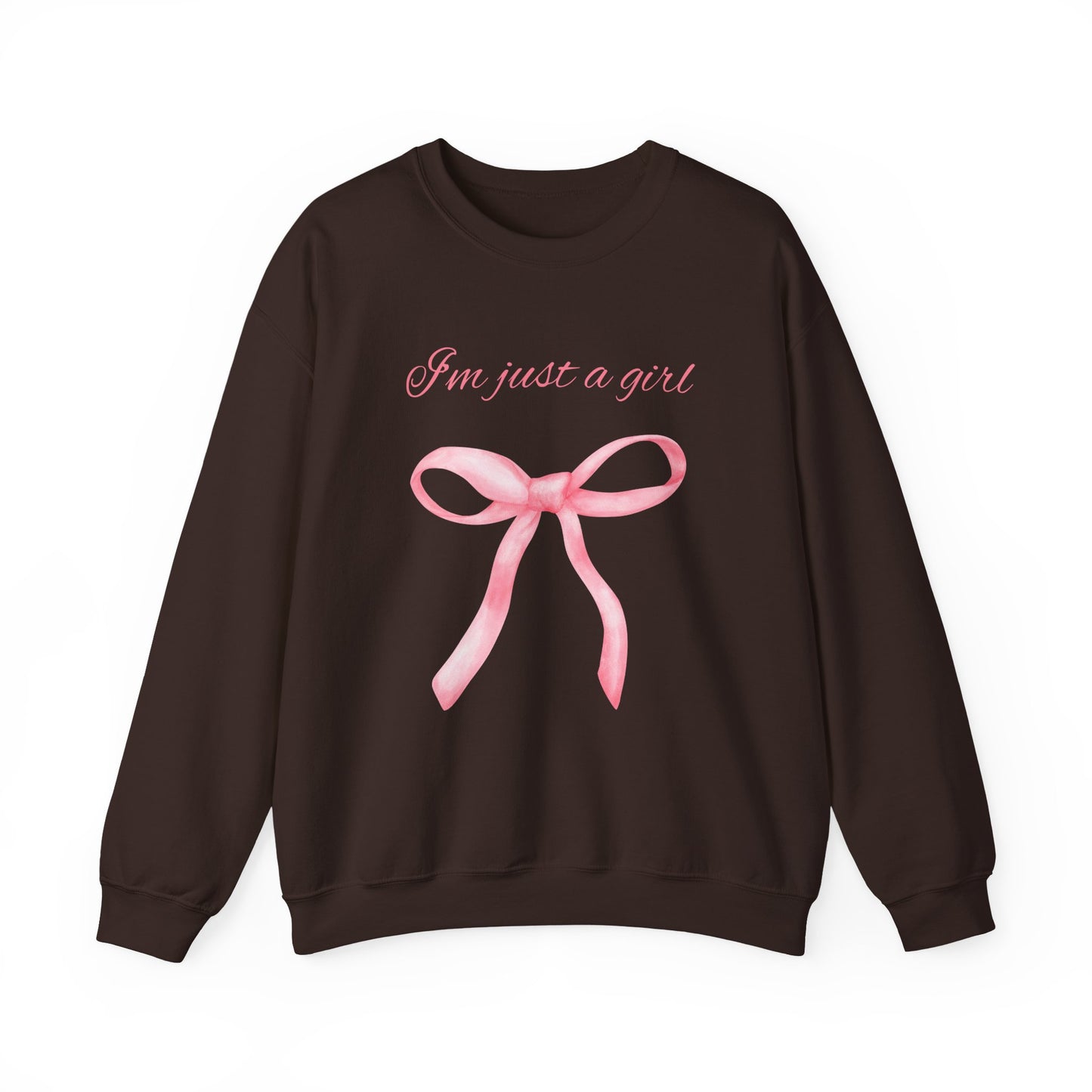 I'm Just a Girl, Pink Bow Sweatshirt, Cozy Sweatshirt, Perfect Gift for Pink Bow Lovers, Crewneck