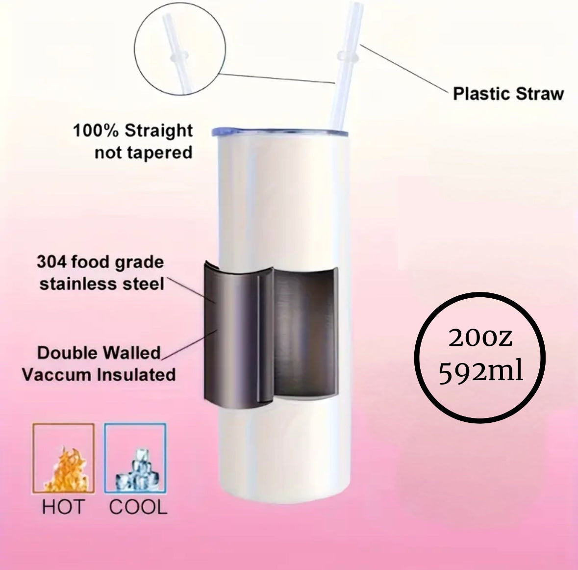 Personalized Striped Gold Sparkle 20oz Skinny Tumbler