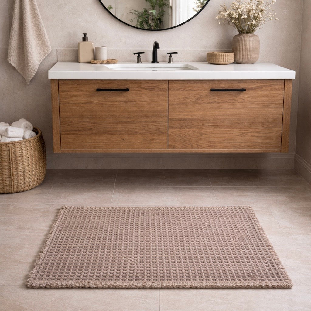 Siena Bath Mat – Neutral Textured Bathroom Rug