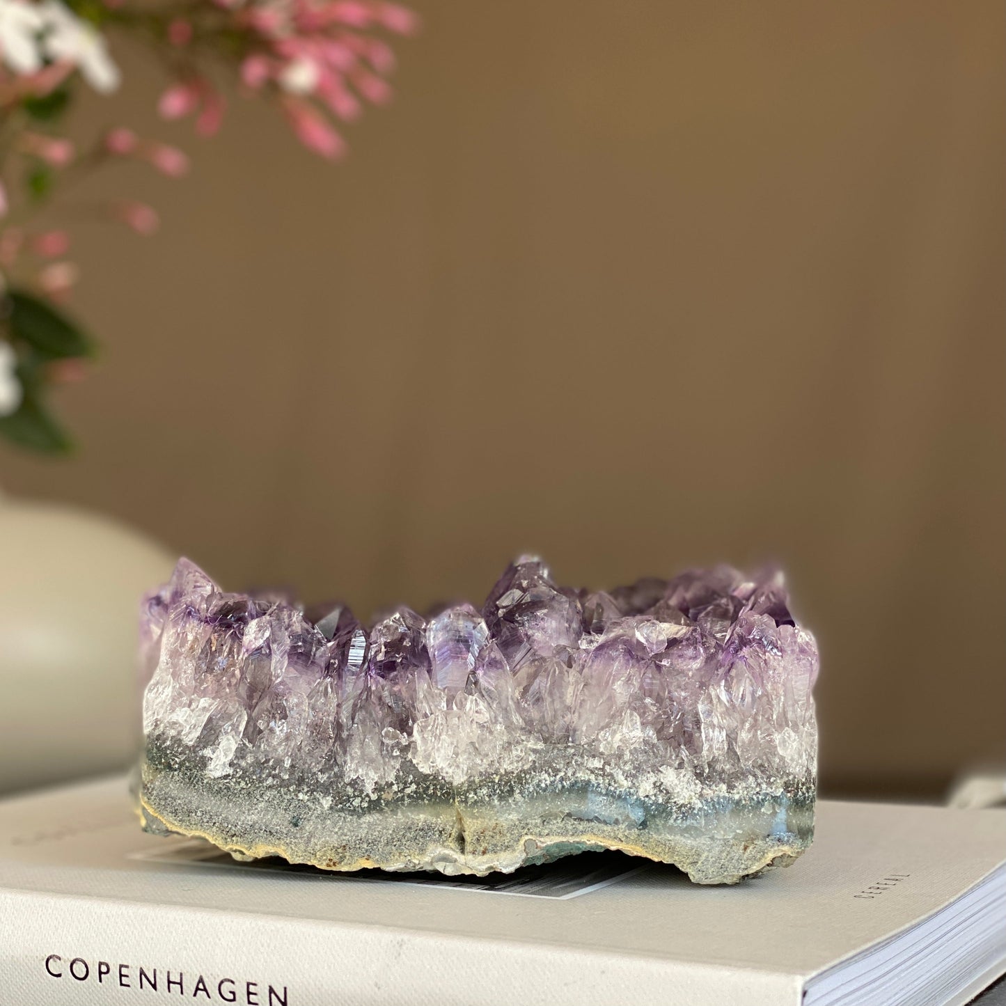 Amethyst cluster for home decor, coffee table decoration