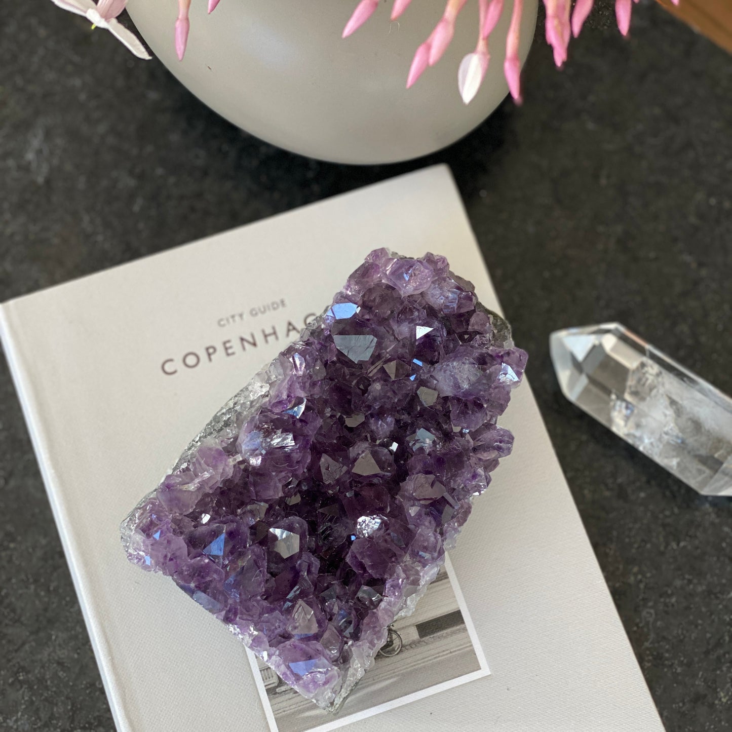 Amethyst cluster for home decor, coffee table decoration
