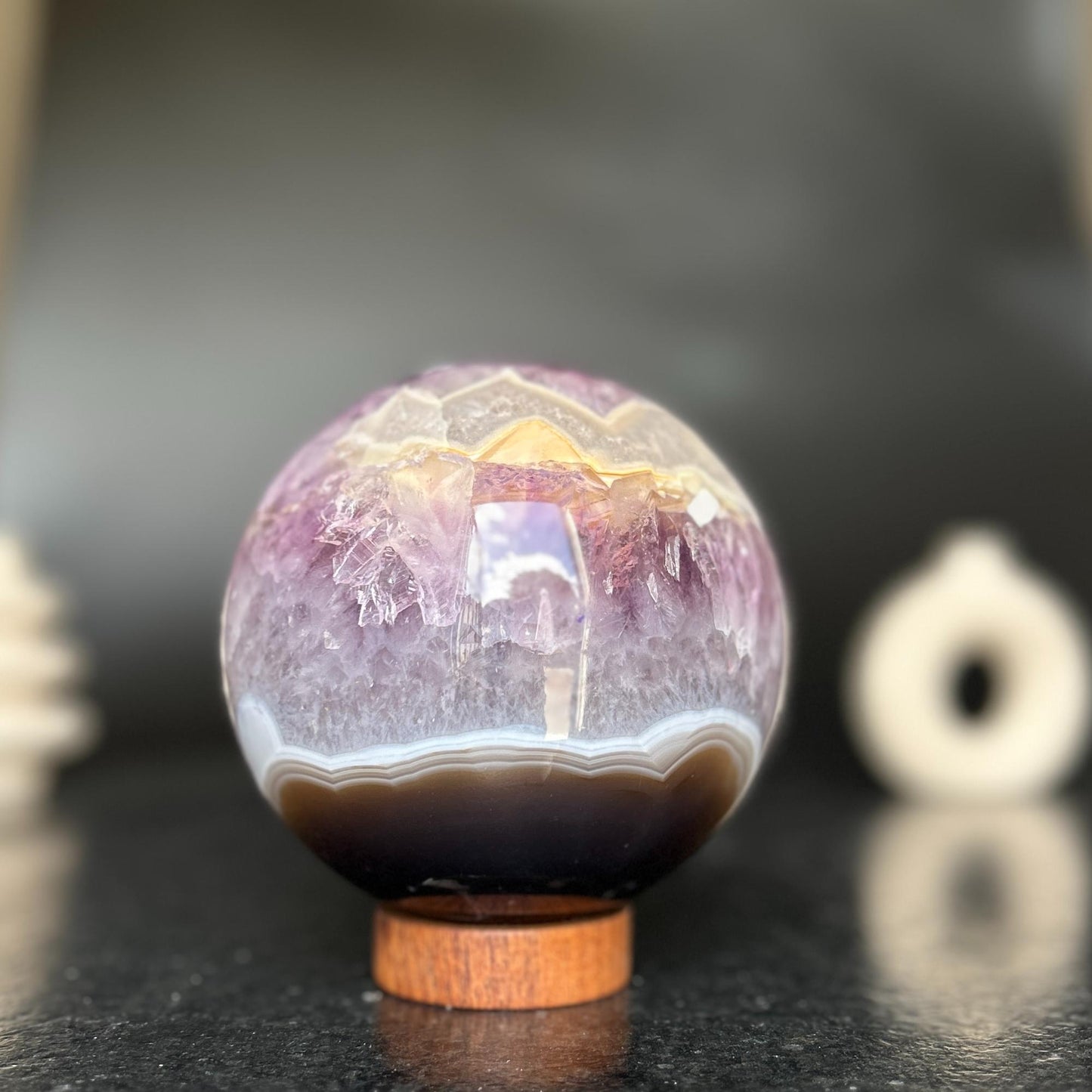 Amethyst gem sphere, Geode decor