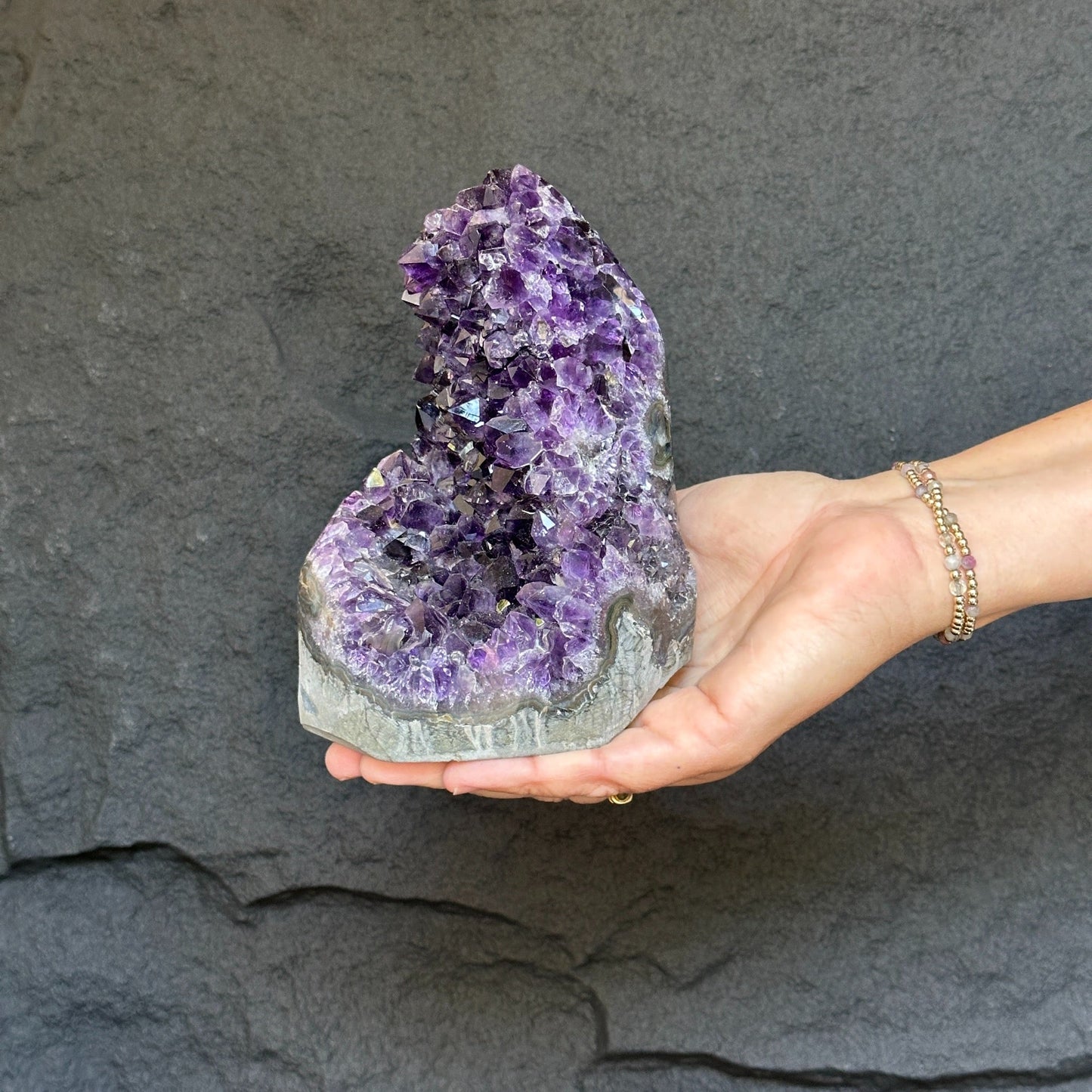 Amethyst with agate formations, amethyst cathedral for crystal decoration, extra large amethyst geode from Uruguay