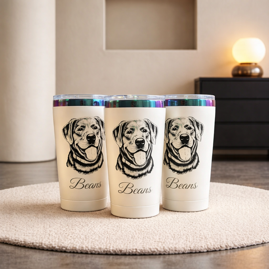 20oz Rainbow Stainless Steel Pet Portrait Tumbler