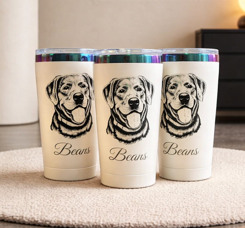 20oz Rainbow Stainless Steel Pet Portrait Tumbler