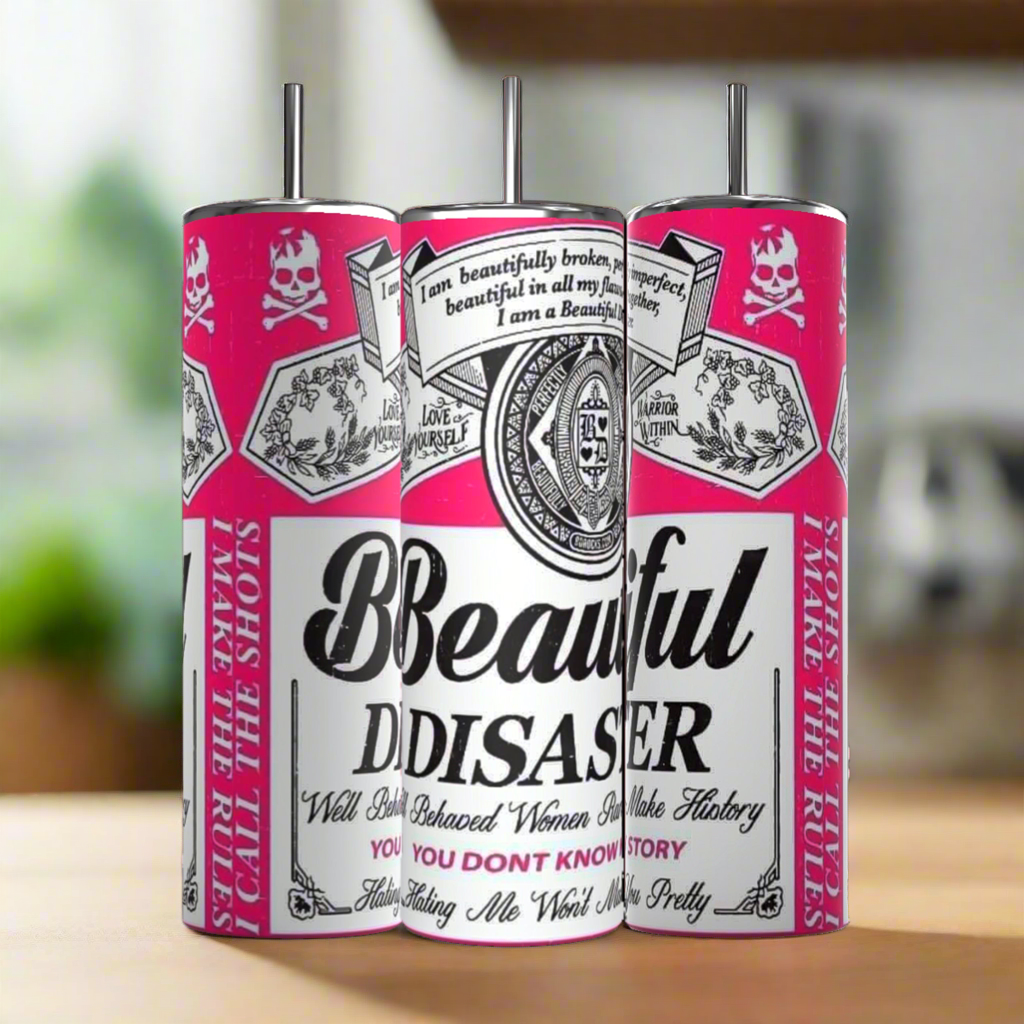 Beautiful Disaster 20oz Tumbler with Reusable Straw and Lid