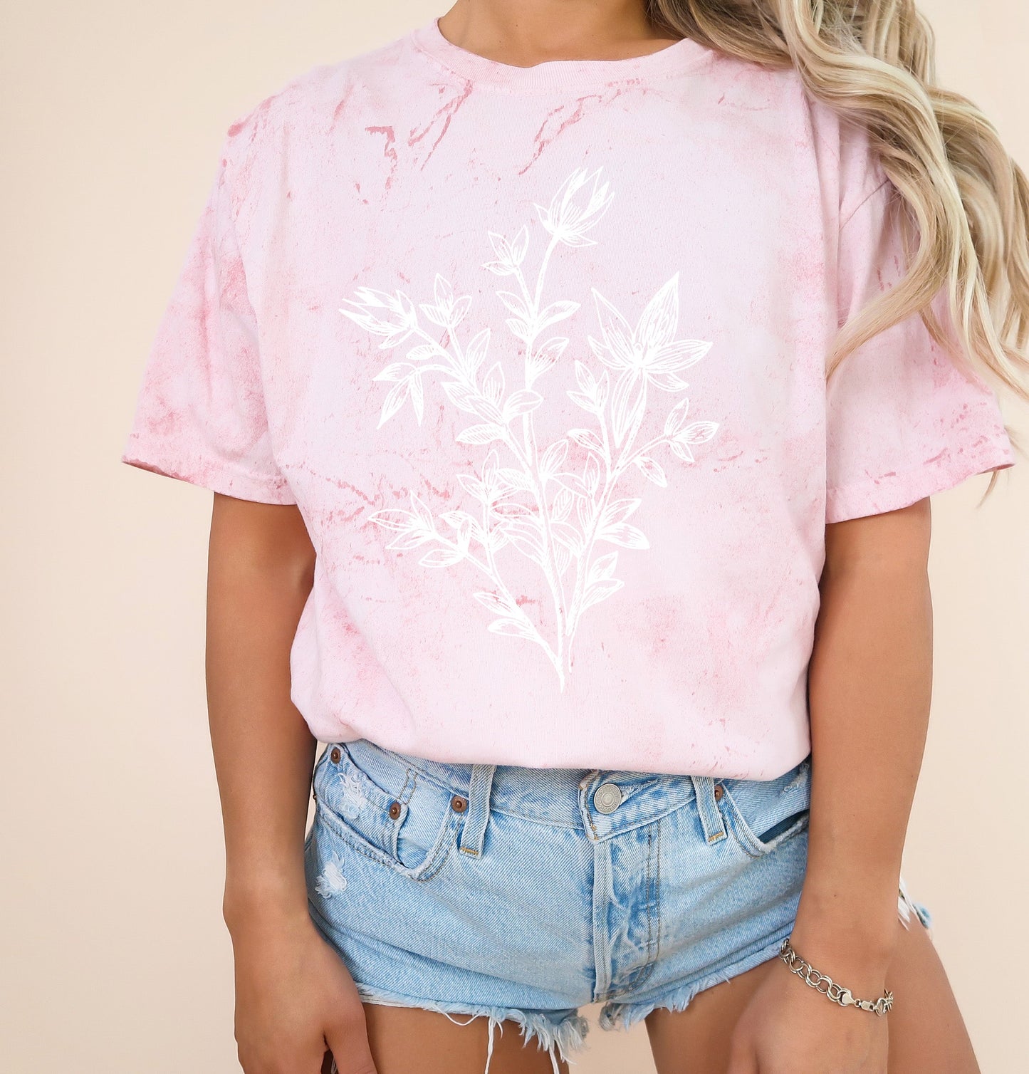 Botanical Plant Nature Garment Dyed T Shirt