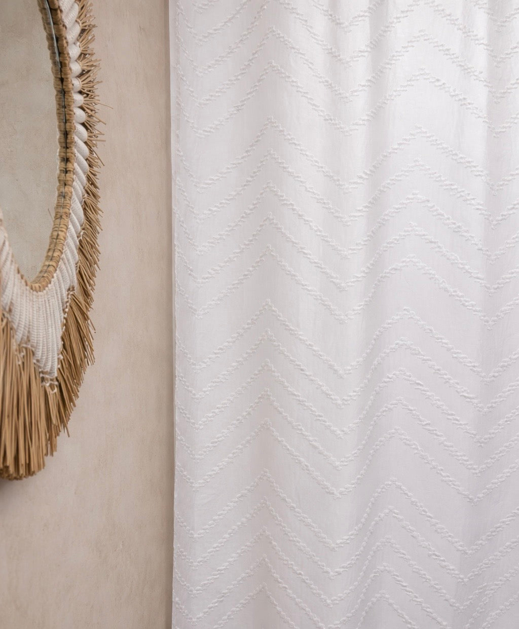 Capri Tufted Shower Curtain – Neutral Textured Hotel Style Bathroom Curtain
