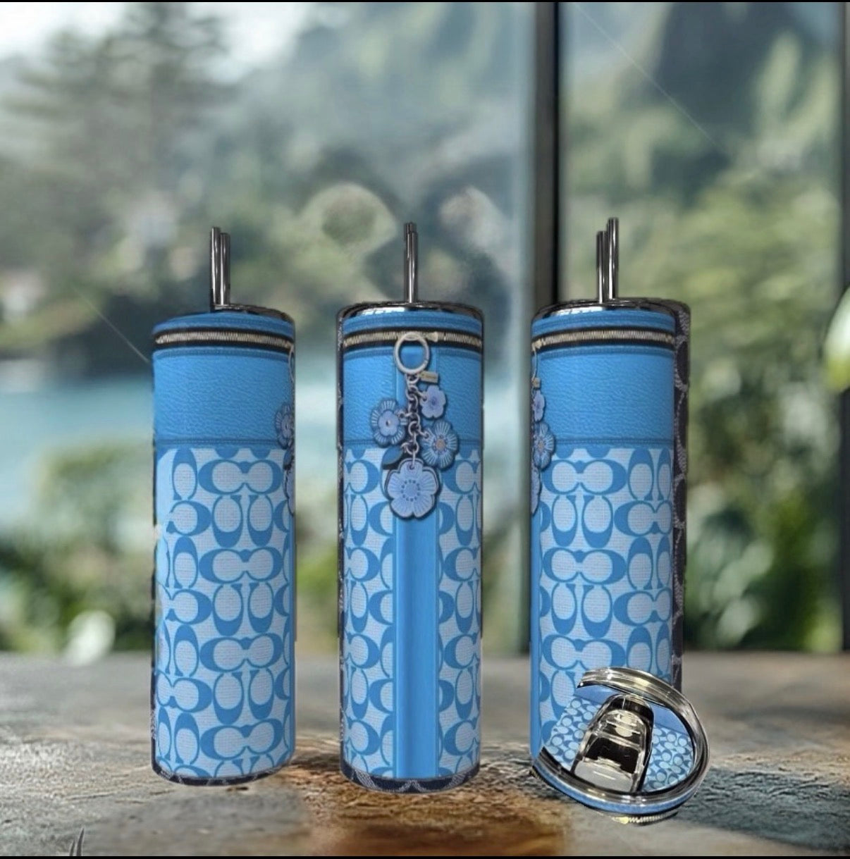 20oz Blue Stainless Steel Tumbler with Matching Lid