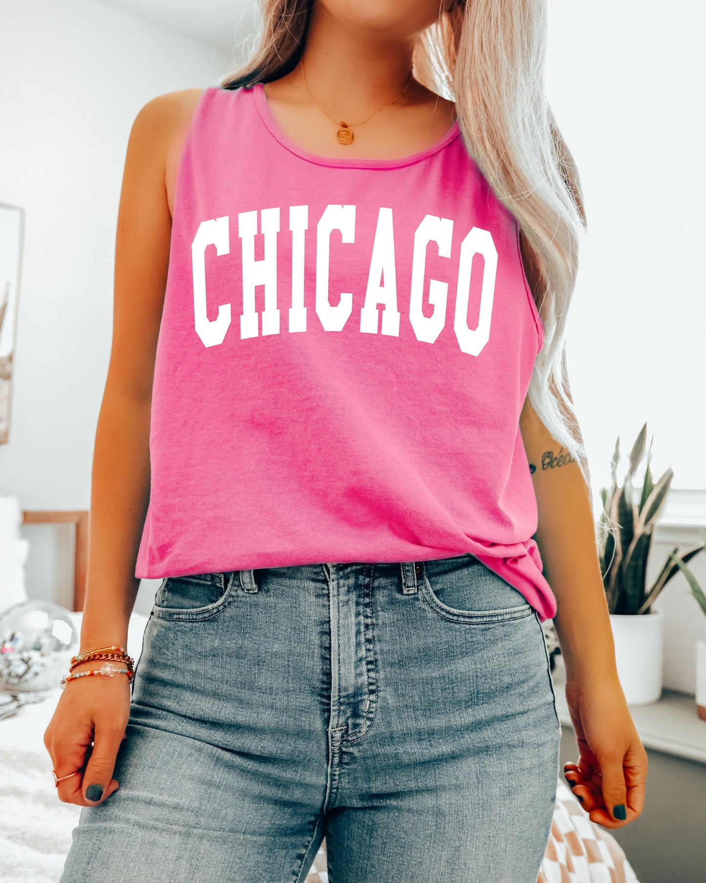 Chicago Illinois State City Comfort Colors Tank Top – USA Travel Graphic Summer Essential