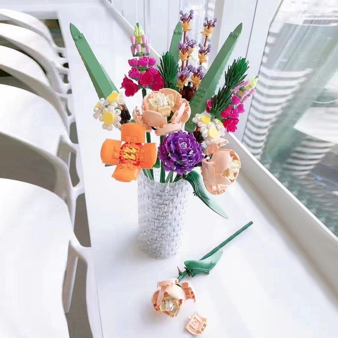 Textured Cylindrical Vase for Lego Flower Bouquet 10280