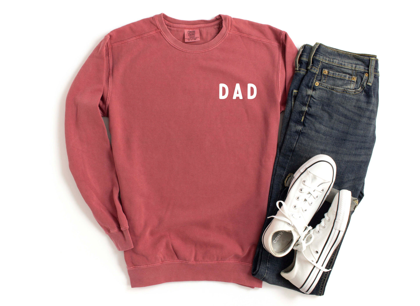 Dad Garment Dyed Comfort Colors Sweatshirt (Rounded font Left Chest)
