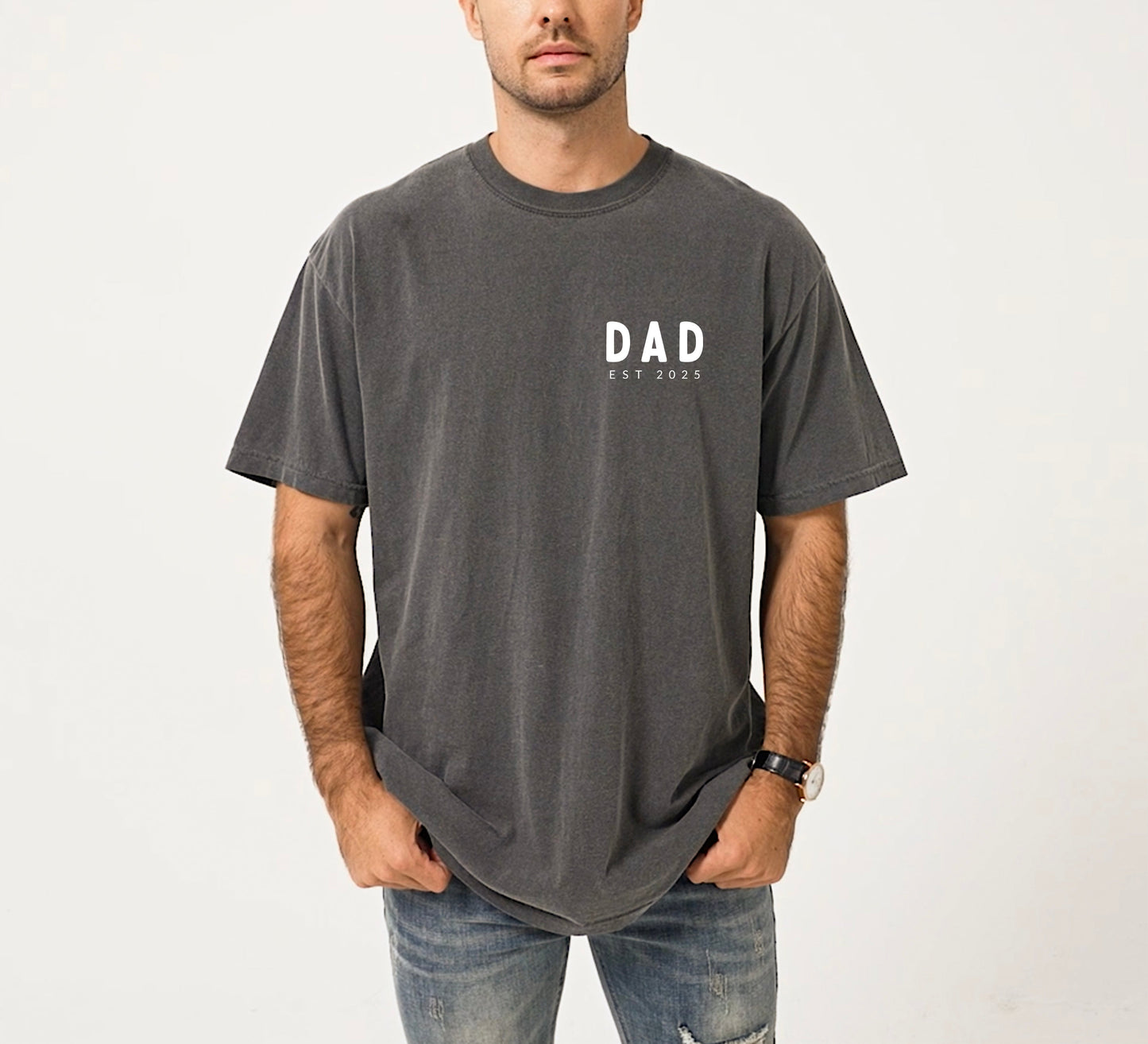 Dad Personalized est year Comfort Colors T Shirt (cali left chest)