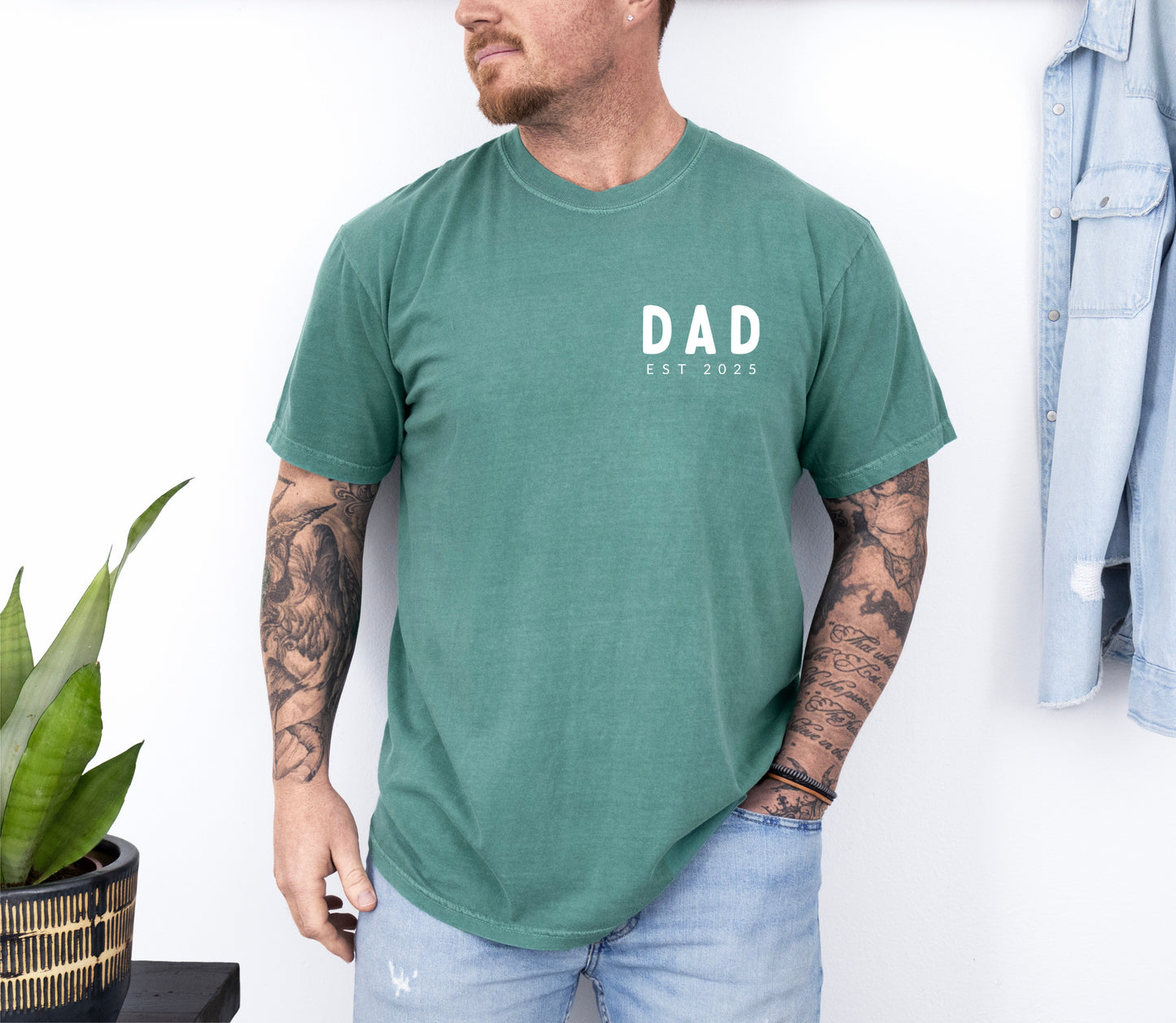 Dad Personalized est year Comfort Colors T Shirt (cali left chest)